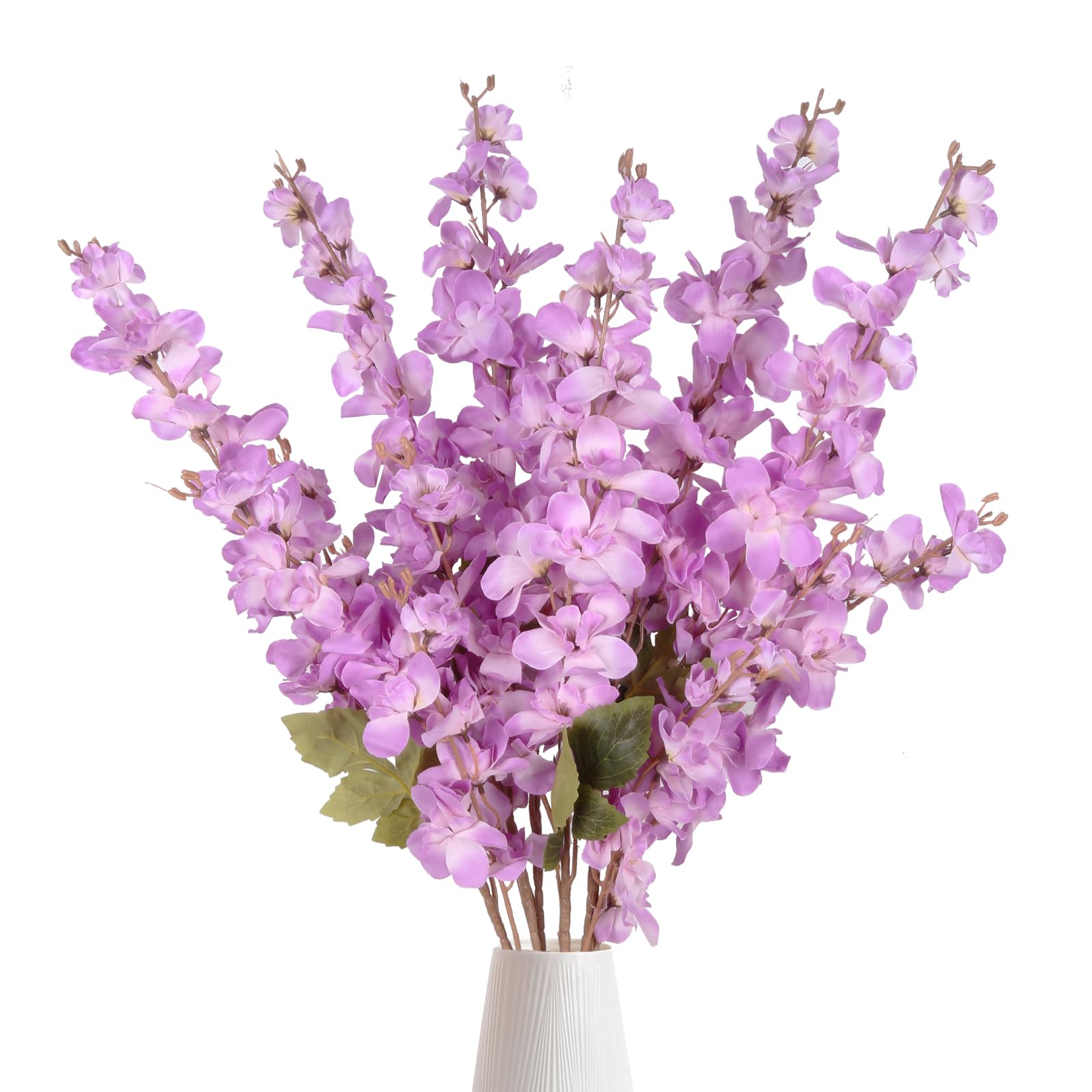 6PCS Blue Delphinium Artificial Flower Lifelike Silk Larkspur Flowers Plant 35.43" Long Stem Blossoms Fake Flowers for Tall Vase Floral Arrangements Home Table Wedding Decor(Blue)