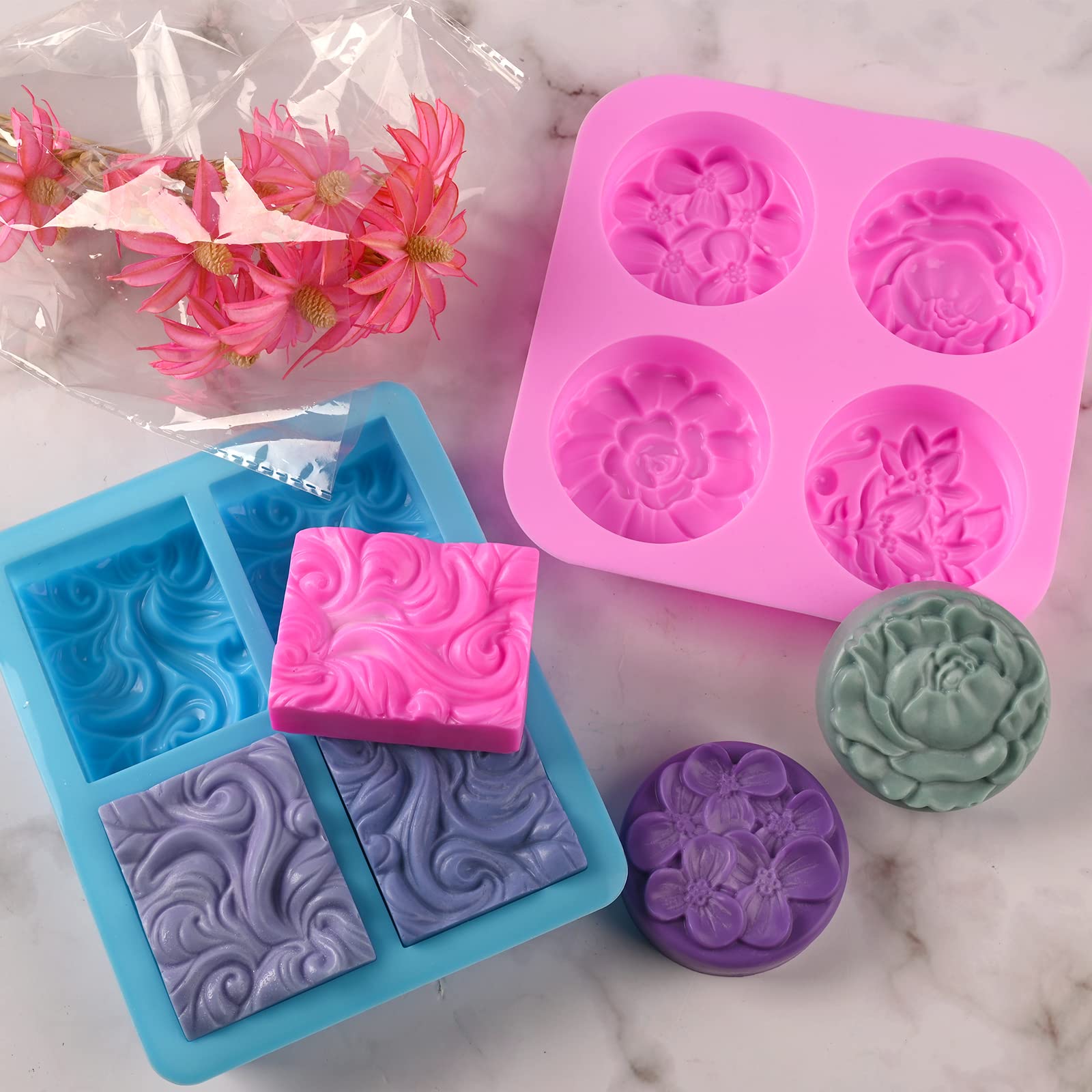 Sakolla 2 Pack Insect Silicone Soap Molds, 6-Cavity Dragonfly Butterfly Ladybug Shape Silicone Molds for Soap Making, DIY Baking Mold for Lotion Bars, Chocolate, Candy, Muffin, Biscuit, Cookie Pans