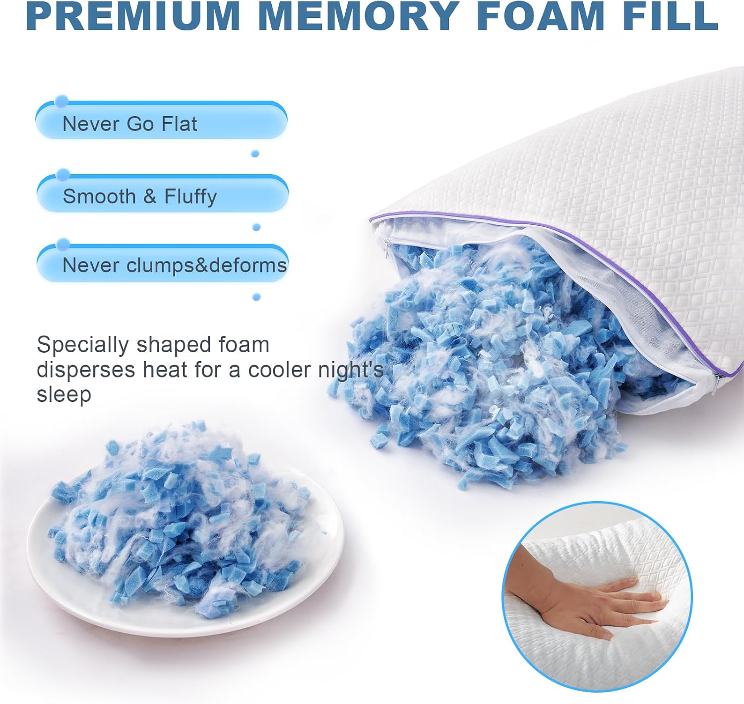 Favorland Cooling Bed Pillows King Size Set of 2 - Shredded Memory Foam Pillows for Sleeping 2 Pack - Gel Pillow Adjustable Firm Pillow Soft Pillows for Side Back Stomach Sleepers