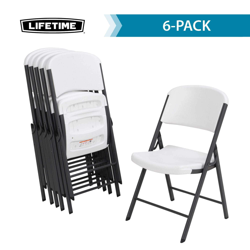 LIFETIME 42803 Commercial Grade Folding Chairs, 4 Pack, Almond