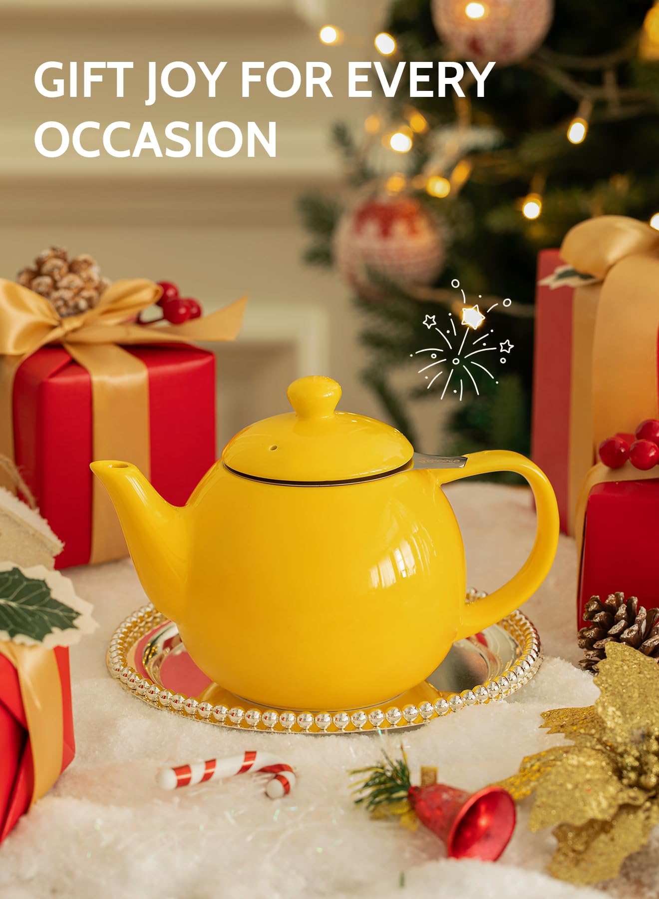 Sweese Porcelain Teapot 27 oz with Infuser for Loose Leaf Tea, Bluish Grey