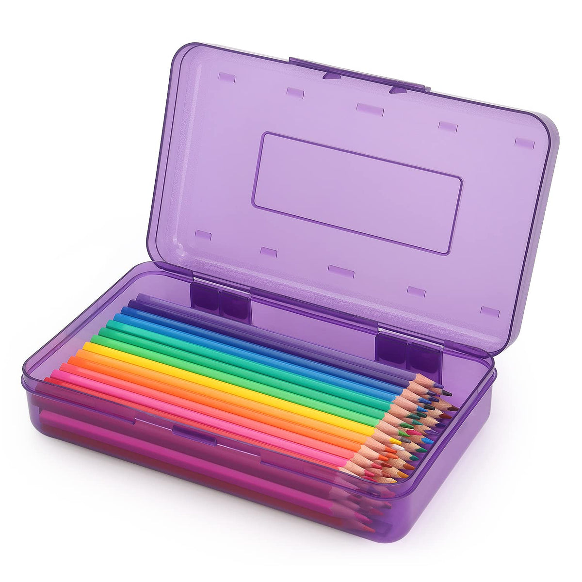 Tamaki 1 Pack Plastic Pencil Box Large Capacity Pencil Boxes Clear Boxes with Snap-tight Lid Stackable Design and Stylish Office Supplies Storage Organizer Box, Black