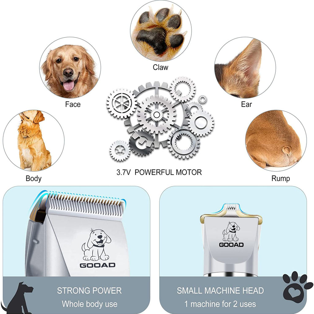 Dog Clippers Grooming Kit and Paw Trimmer,Cordless,Low Noise, Electric Quiet,Rechargeable, Dog Trimmer Grooming, Pet Hair Clippers for Thick Coats,Shaver for Small and Large Dogs Cats(Black)