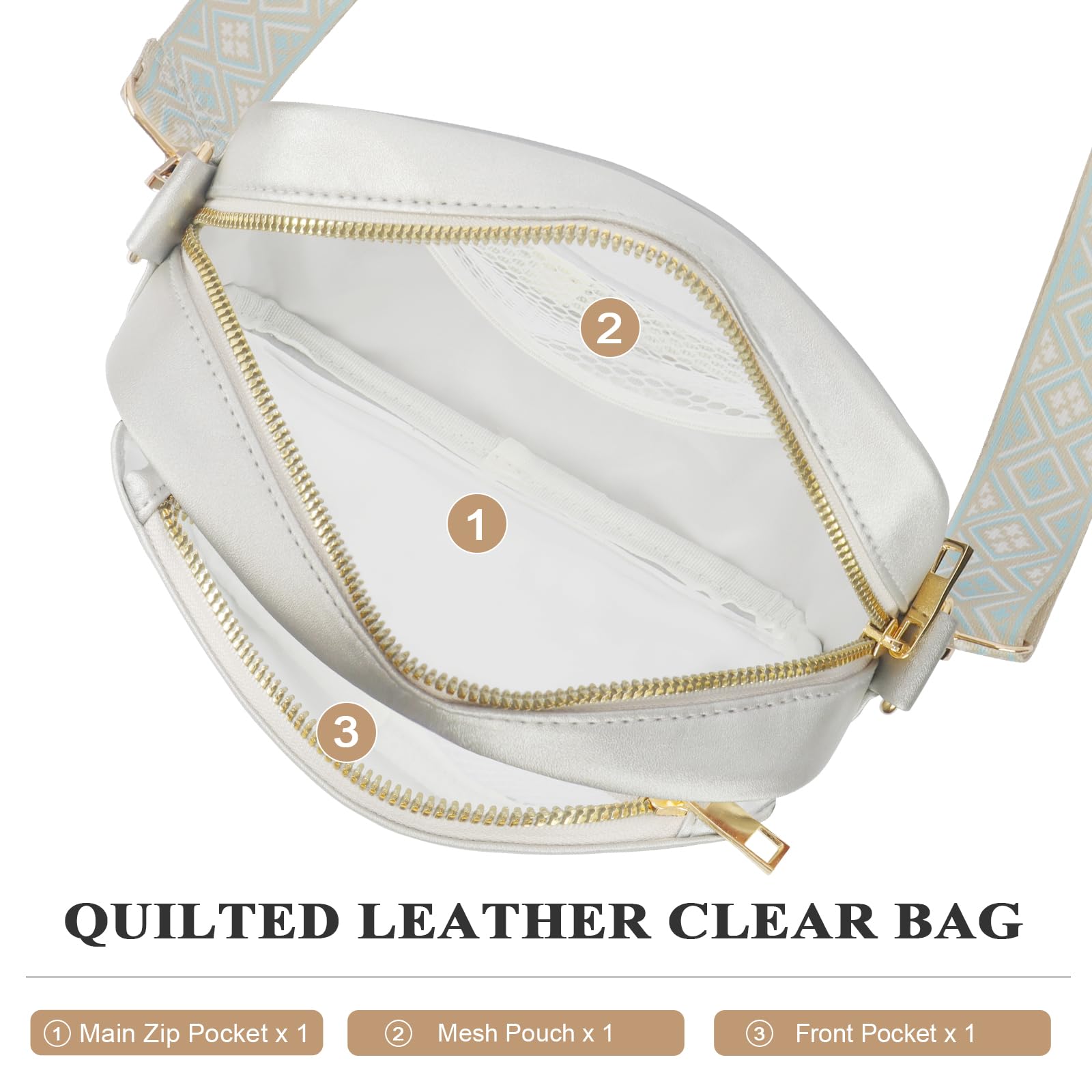 KETIEE Clear Crossbody Bag, Stadium Approved Clear Purse Bag for Concerts Sports Events Festivals