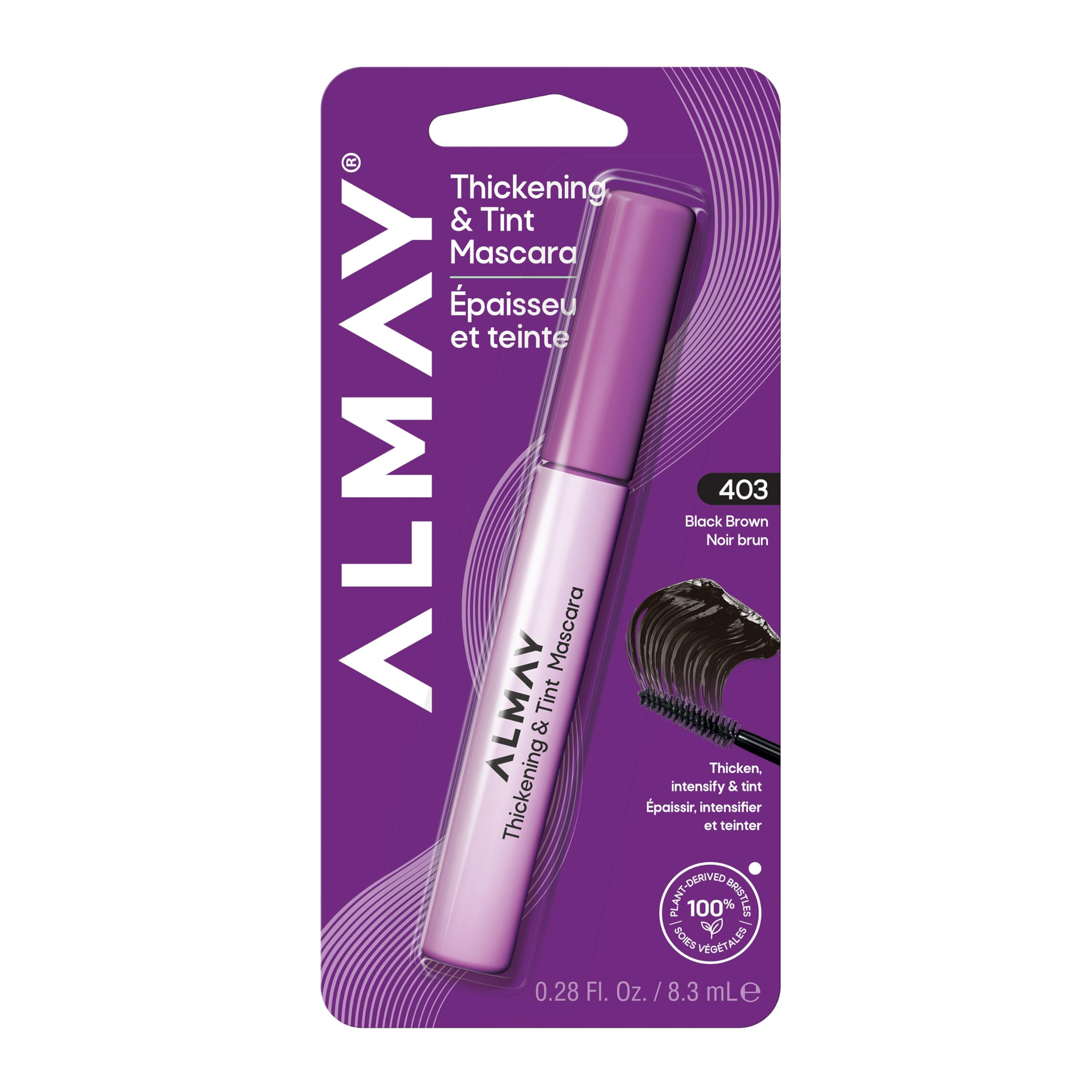 Almay Thickening & Tint Mascara, Nourishing Mascara, Hypoallergenic, 401 Blackest Black