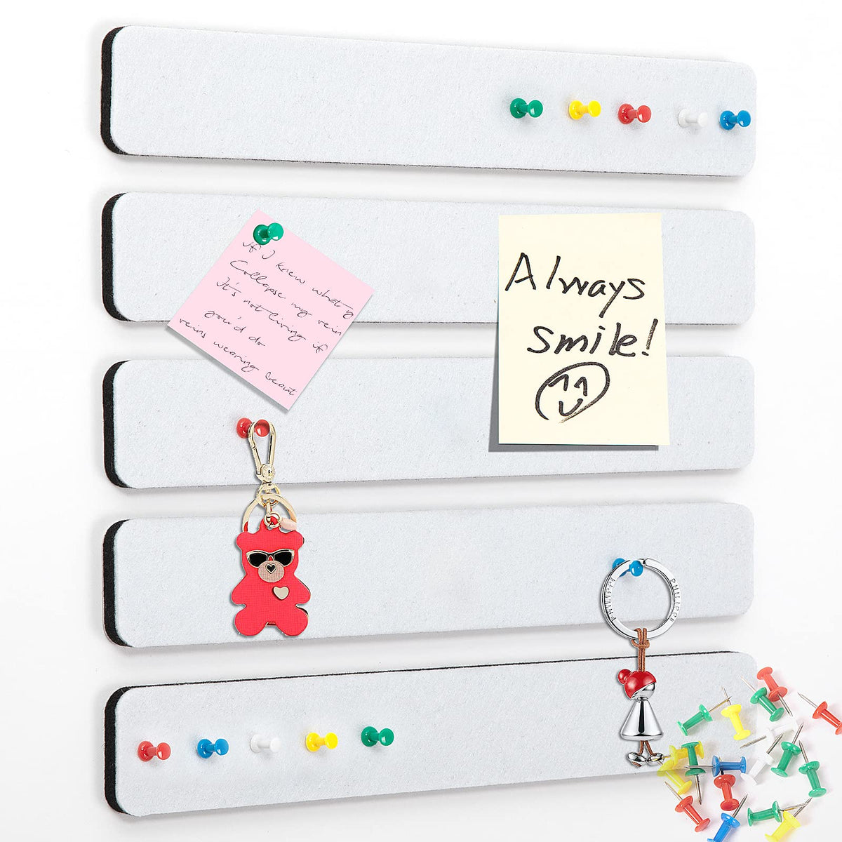 Felt Bulletin Board, 15.7''X 11.8'' corkboard Pin Board for Bedrooms Offices Home Wall Decoration, Self Adhesive Cork Board with 35 Push Pins for Paste Notes, Photos, Schedules (2 Pack)