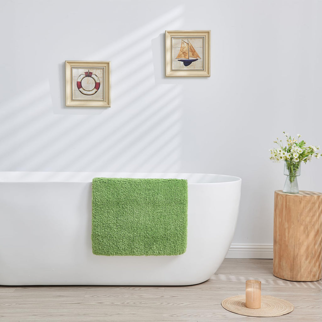 CozeCube Circle Fleece Bath mats for Bathroom, Fluffy Absorbent, Melange Quick Dry Microfiber Bath Rugs, Non Slip Washable Shower Mat Gifts, Brown, 24" X 16"