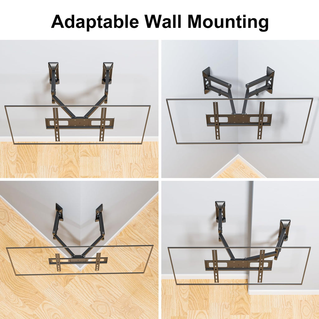 WALI Full Motion TV Wall Mount for 32–70 Inch TVs – Dual Articulating Mount with Swivel, Tilt & Extension | VESA up to 400x400mm | Fits 12/16" Wood Studs | Holds Up to 88 lbs