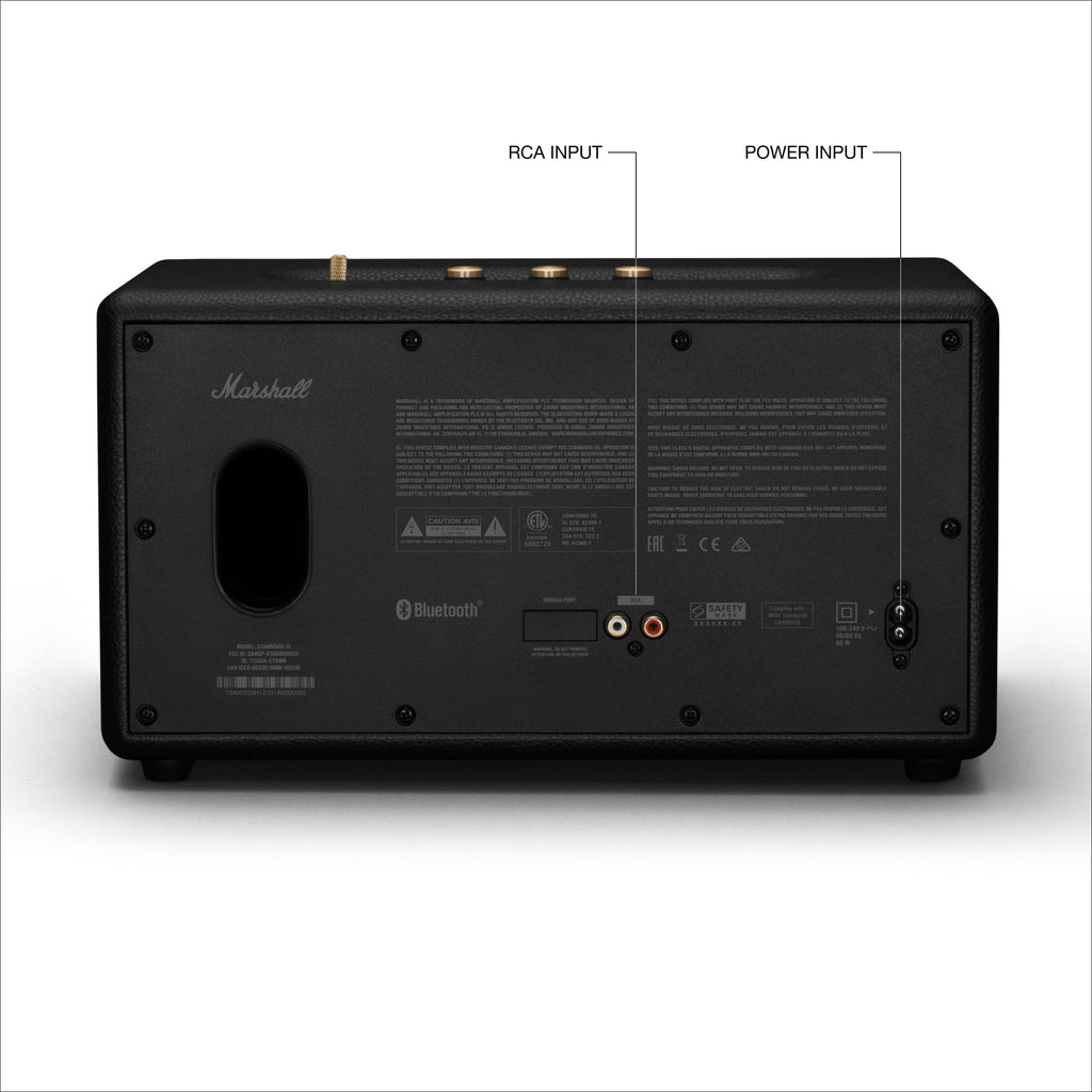 Marshall Stanmore III Bluetooth Home Speaker - Loud Stereo Sound with Bass and Treble Controls | Plug-in Powered | Record Player Compatible | RCA and 3.5mm Aux Inputs - Black