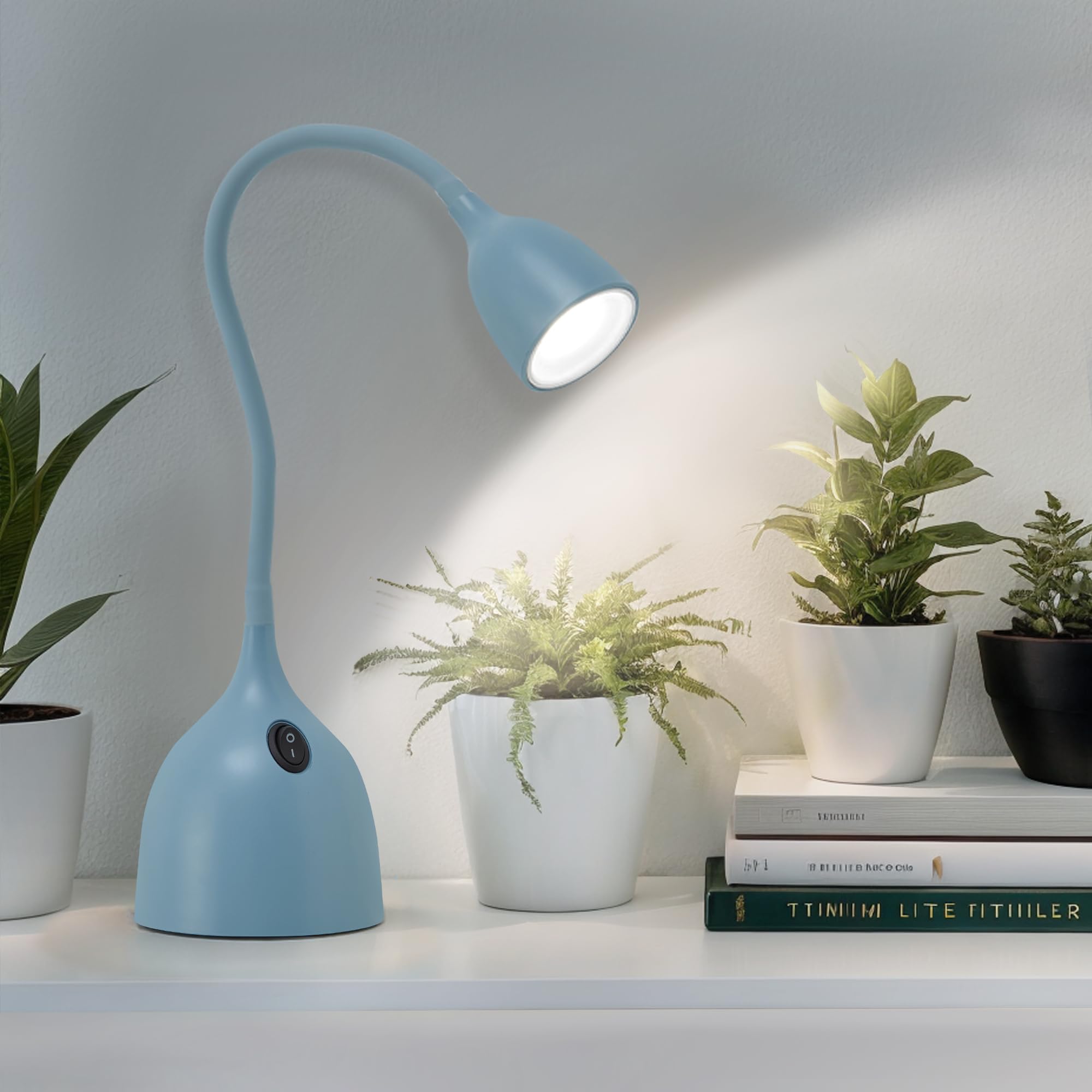EJIAXIN Gooseneck Desk Lamp 360° LED Flexible Reading Light Small Desk Lamps for Small Spaces Home Office Bedroom College Dorm Desk Bookshelf Nightstand Table Lamp (Purple)