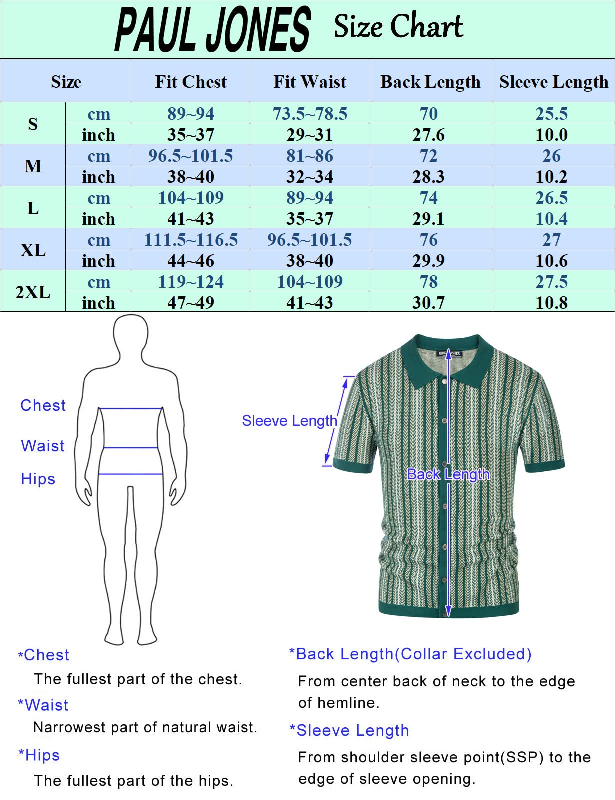 PJ PAUL JONES Men's Polo Shirts Retro Knit Shirt Vintage Striped Shirt