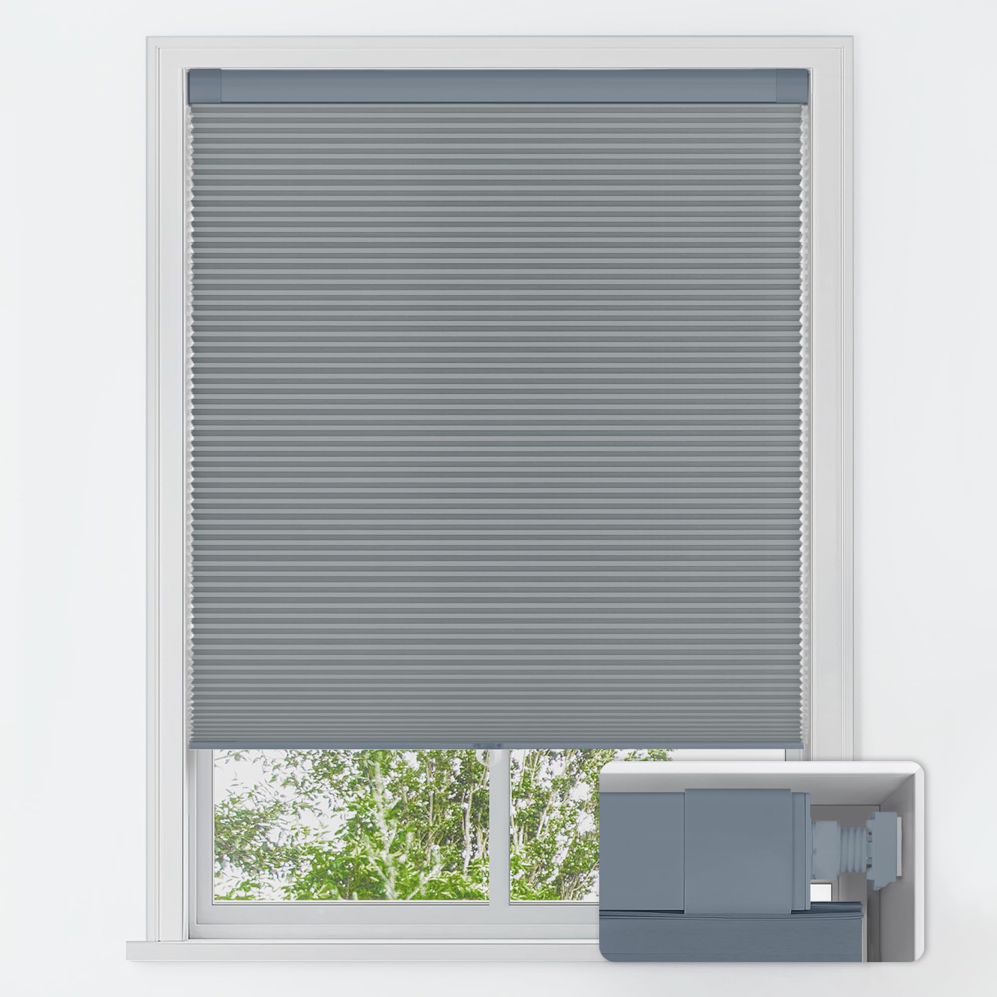 LazBlinds No Tools No Drill Cordless Cellular Shades, Blackout Light Blocking Honeycomb Shades for Home, Thermal Insulation Blinds for Windows, 20" W x 48" H, Beige