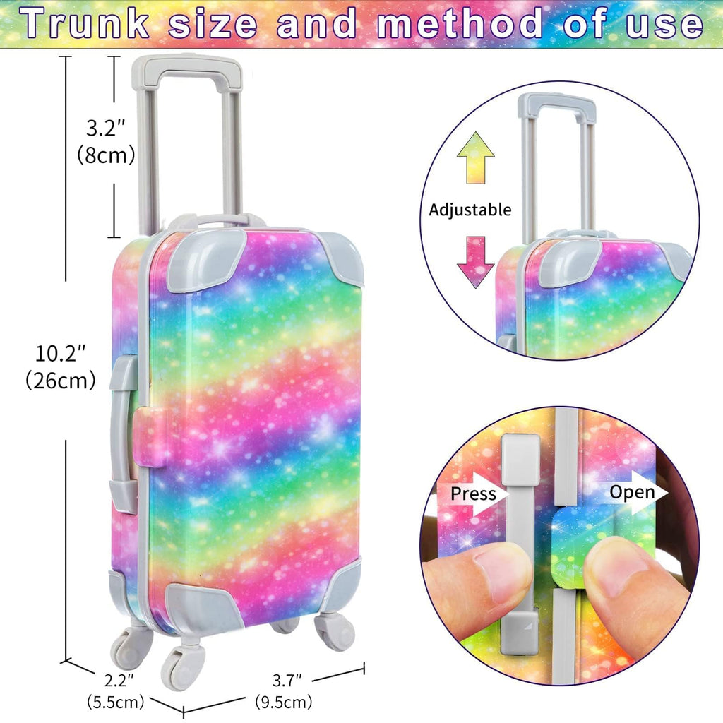 K.T. Fancy 18 Inch American Doll Clothes and Accessories, Doll Travel Suitcase Playset for Girls, Cute Travel Doll Clothes for 18 Inch Girl Doll(Not Include Doll & Shoes), Pink