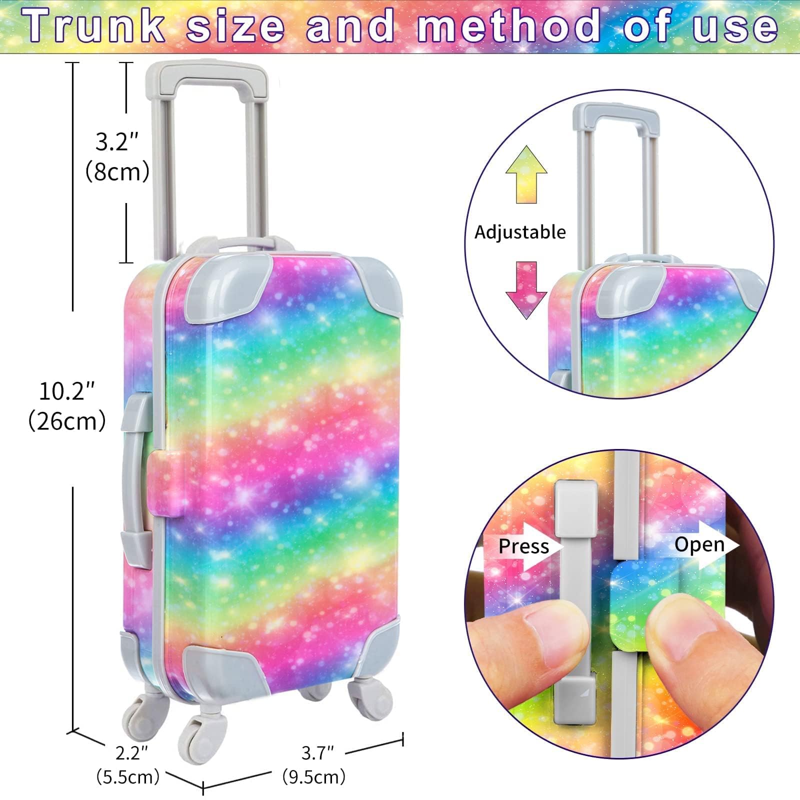 K.T. Fancy 18 Inch American Doll Clothes and Accessories, Doll Travel Suitcase Playset for Girls, Cute Travel Doll Clothes for 18 Inch Girl Doll(Not Include Doll & Shoes), Pink