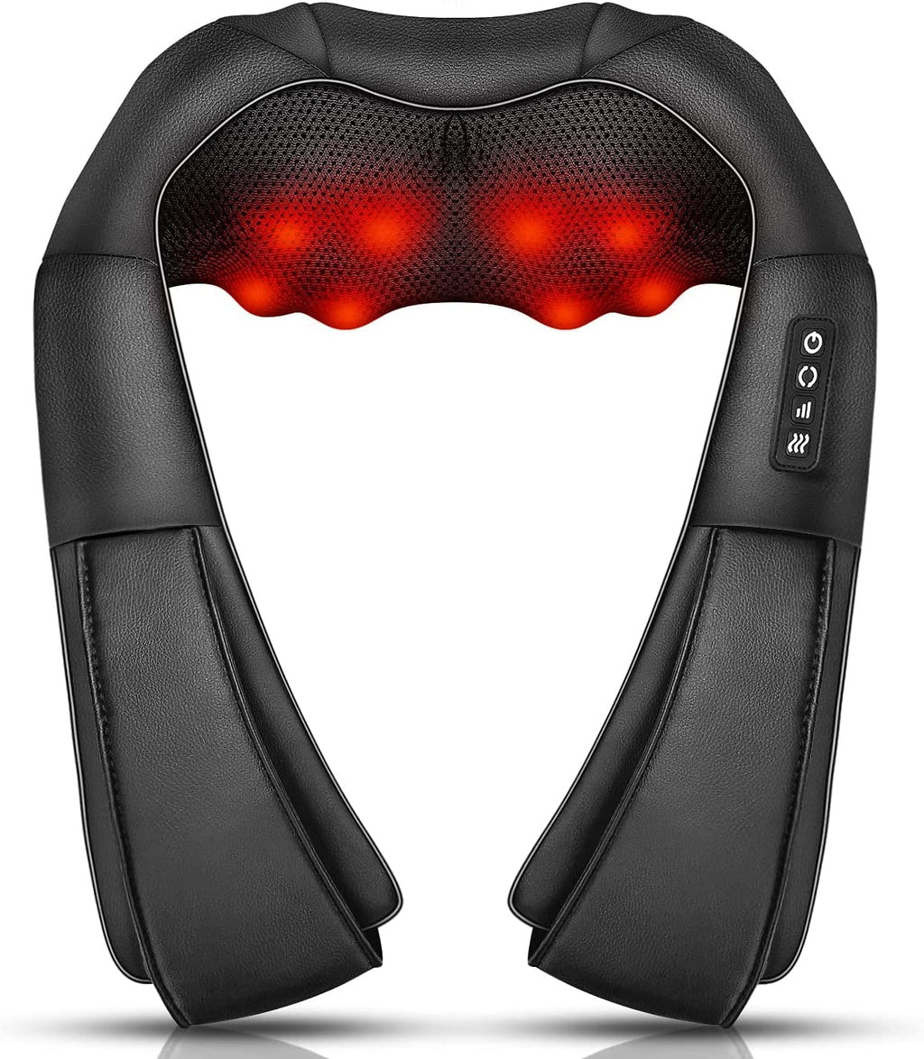 Neck Massager with Heat, Shiatsu Back Neck and Shoulder Massager, Electric Deep Tissue 4D Kneading Massage, Use at Home, Office, Car- Best Gifts for Women Men