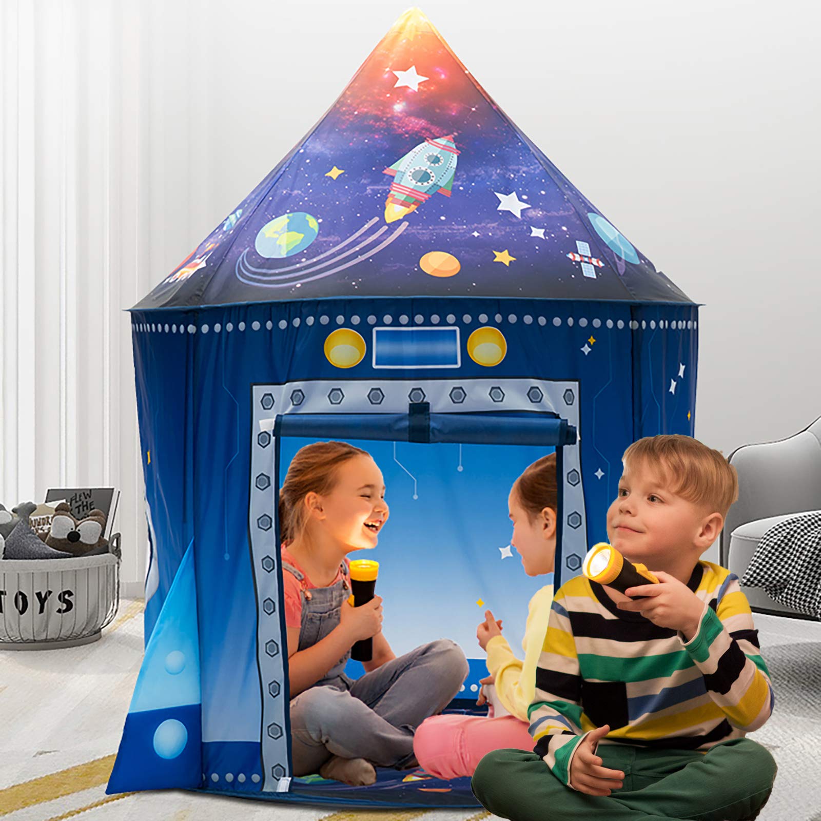 WillingHeart Play Tent for Kids Pretend Playhouse Indoor Outdoor Games Party Children Pop Up Foldable Tent Birthday Toy for Boys Girls Toddler Baby Playroom Gift, Wild Dinosaur Themed