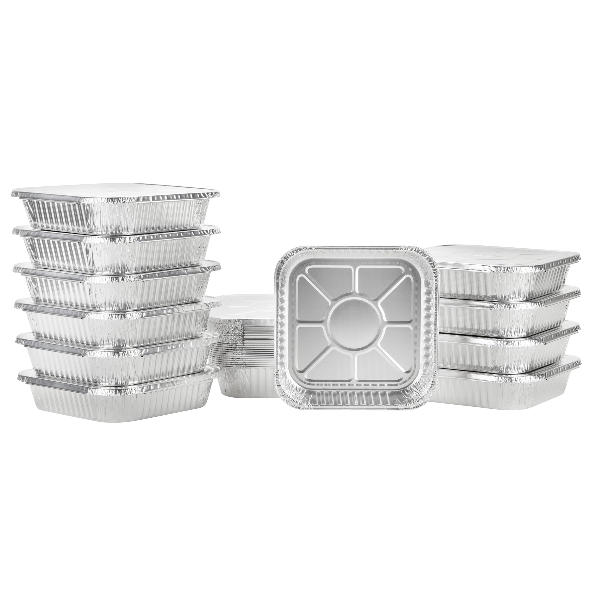 8x8 Aluminum Pans With Lids (10 Pack) 8 Inch Foil Pans With Covers - Cake Pans - Aluminum Square Pans With Lids - Disposable Food container - great For Cake Baking, Cooking, Freezing, Prepping Food