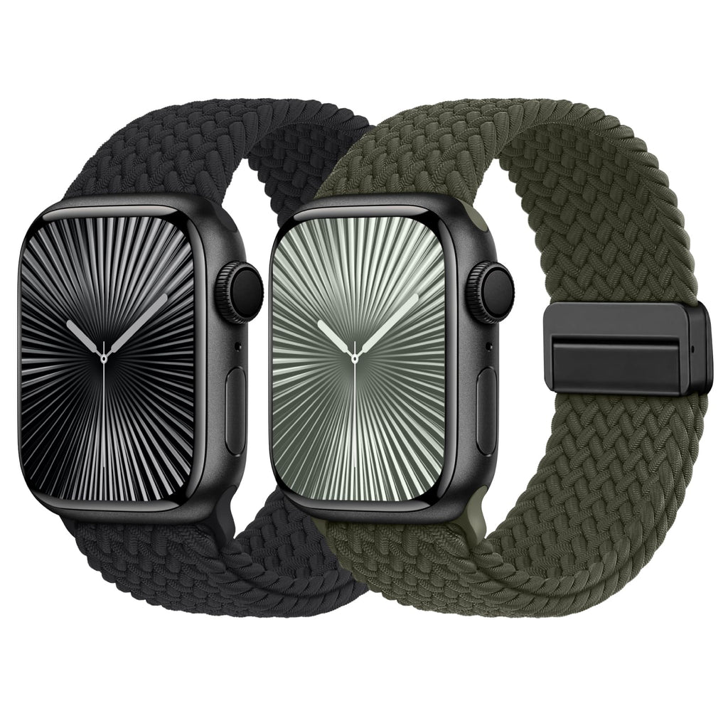 Braided Stretchy Bands with Magnetic Clasp Compatible for Apple Watch Band 38mm 40mm 41mm 42mm 44mm 45mm 46mm 49mm Women Men, Nylon Sport Solo Loop for iWatch Series 11 10 9 8 7 6 5 4 3 Ultra 3 2 1 SE