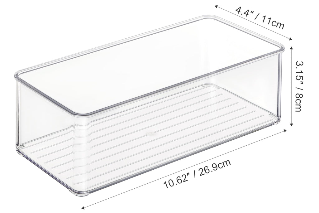 Heyuzb 2 Pack Clear Freezer Organizer Bins Stackable Storage Bins with Side Handles for Kitchen Pantry Cabinet Organzation and Storage