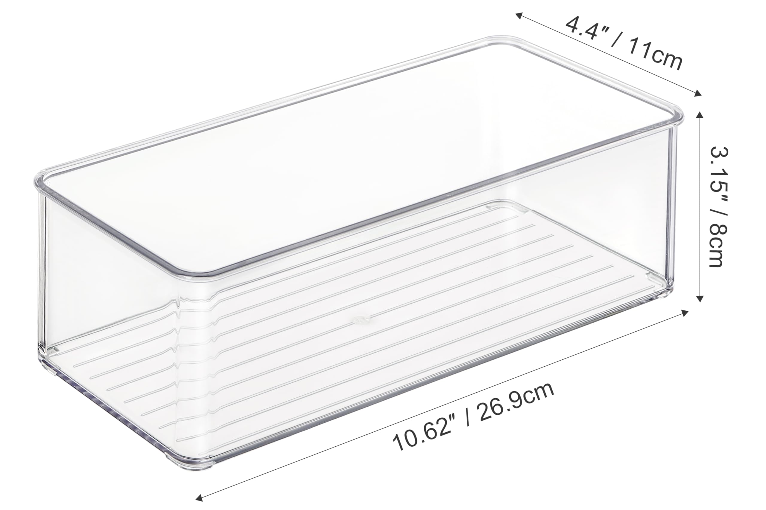 Heyuzb 2 Pack Clear Freezer Organizer Bins Stackable Storage Bins with Side Handles for Kitchen Pantry Cabinet Organzation and Storage