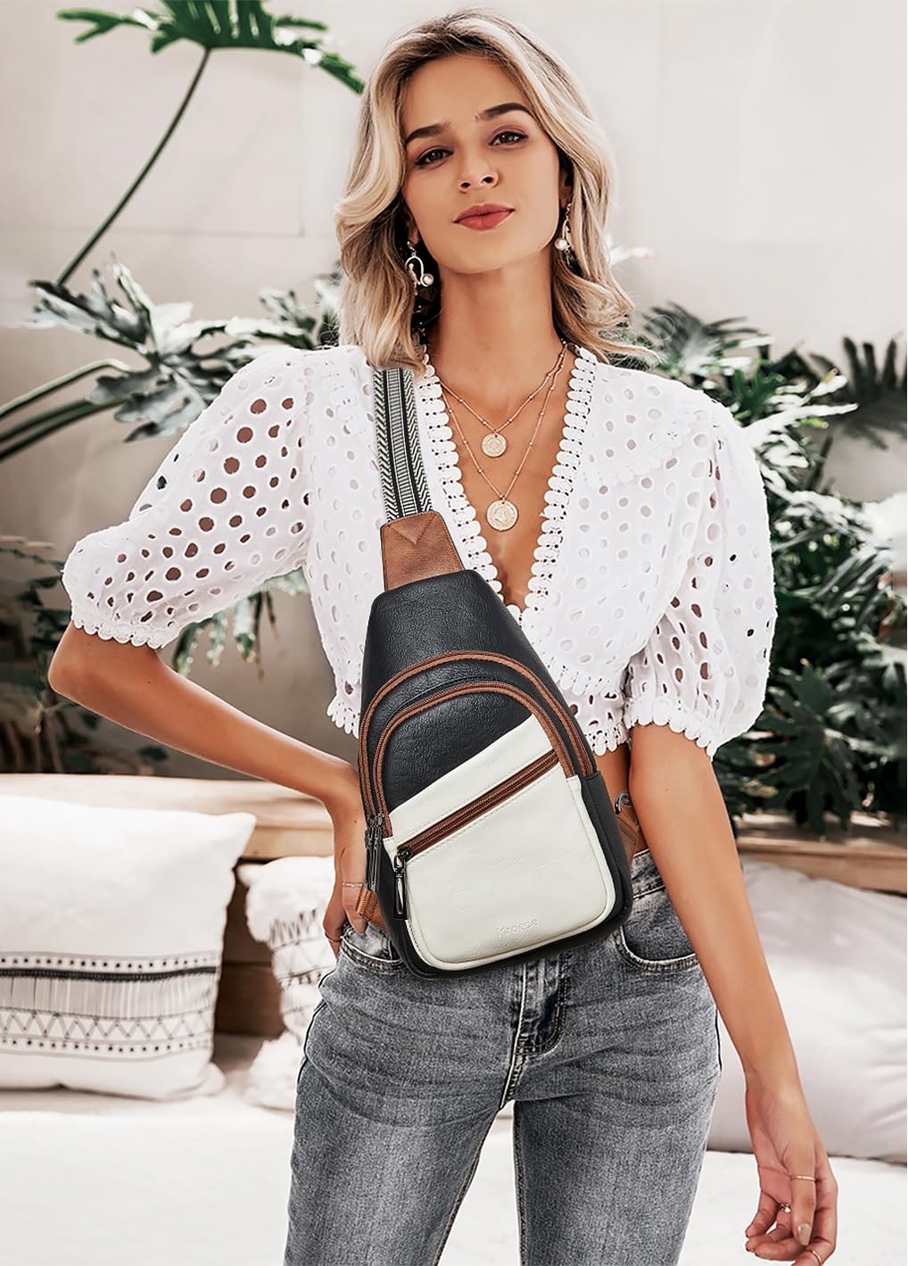 Sling Bag Crossbody Bags for Women Small Cross Body Bag Fanny Packs Chest Sling Purse for Daily Travel Leisure Sport