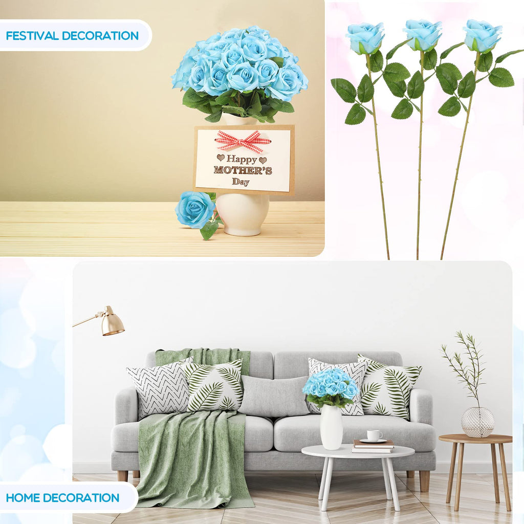 Jexine 100 Pieces Artificial Roses Flowers Bulk, Long Stem Realistic Fake Silk Roses Bouquet for Table Centerpiece Vases Wedding Party Kitchen Decor(Beige)