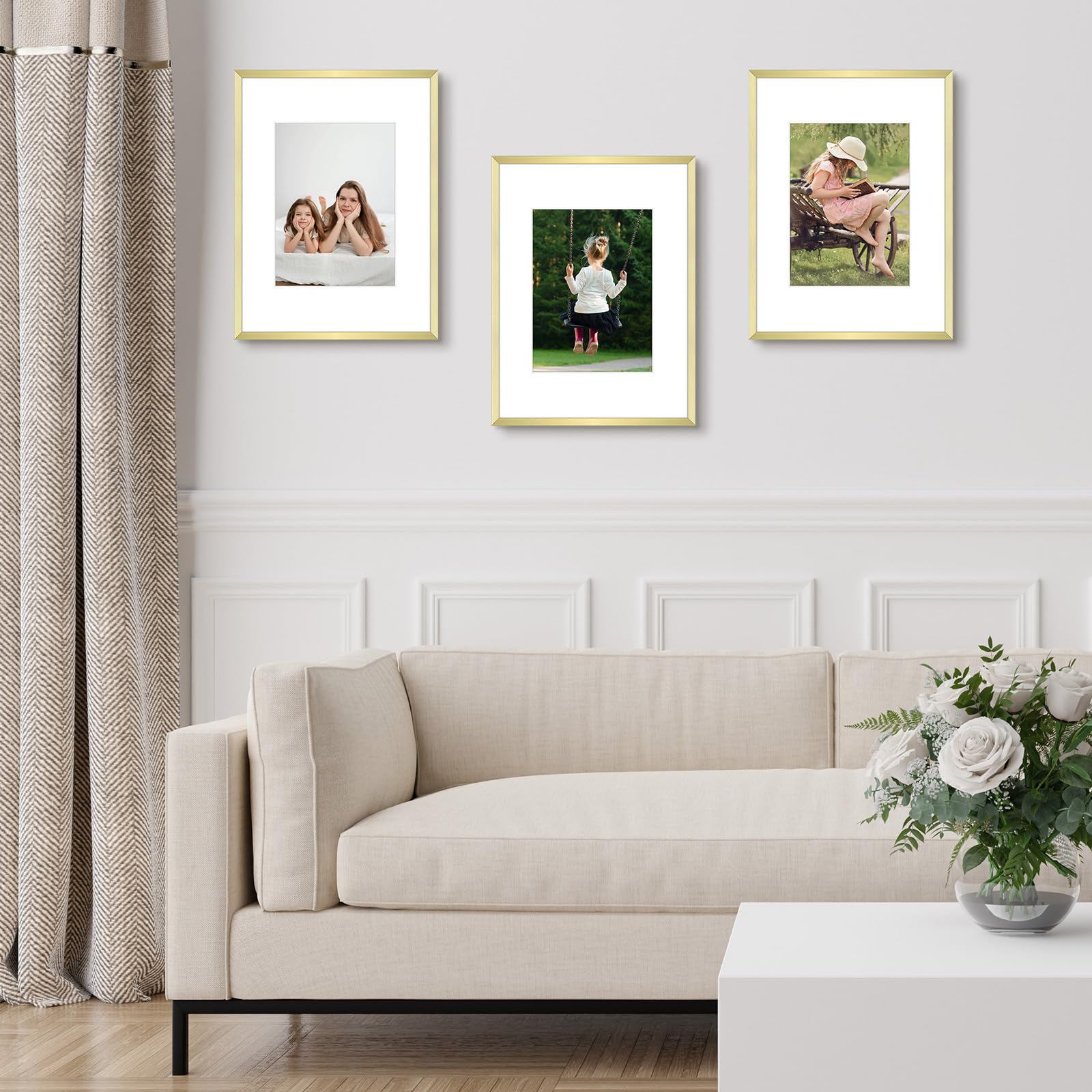 Frametory, 6x8 Aluminum Picture Frame - 6 x 8 Black Frame with Removable Mat for 5 x 7 Photo - 6 by 8 Durable Metal Frame with Real Glass - Sawtooth Hanger for Easy Wall Display - 1 Pack