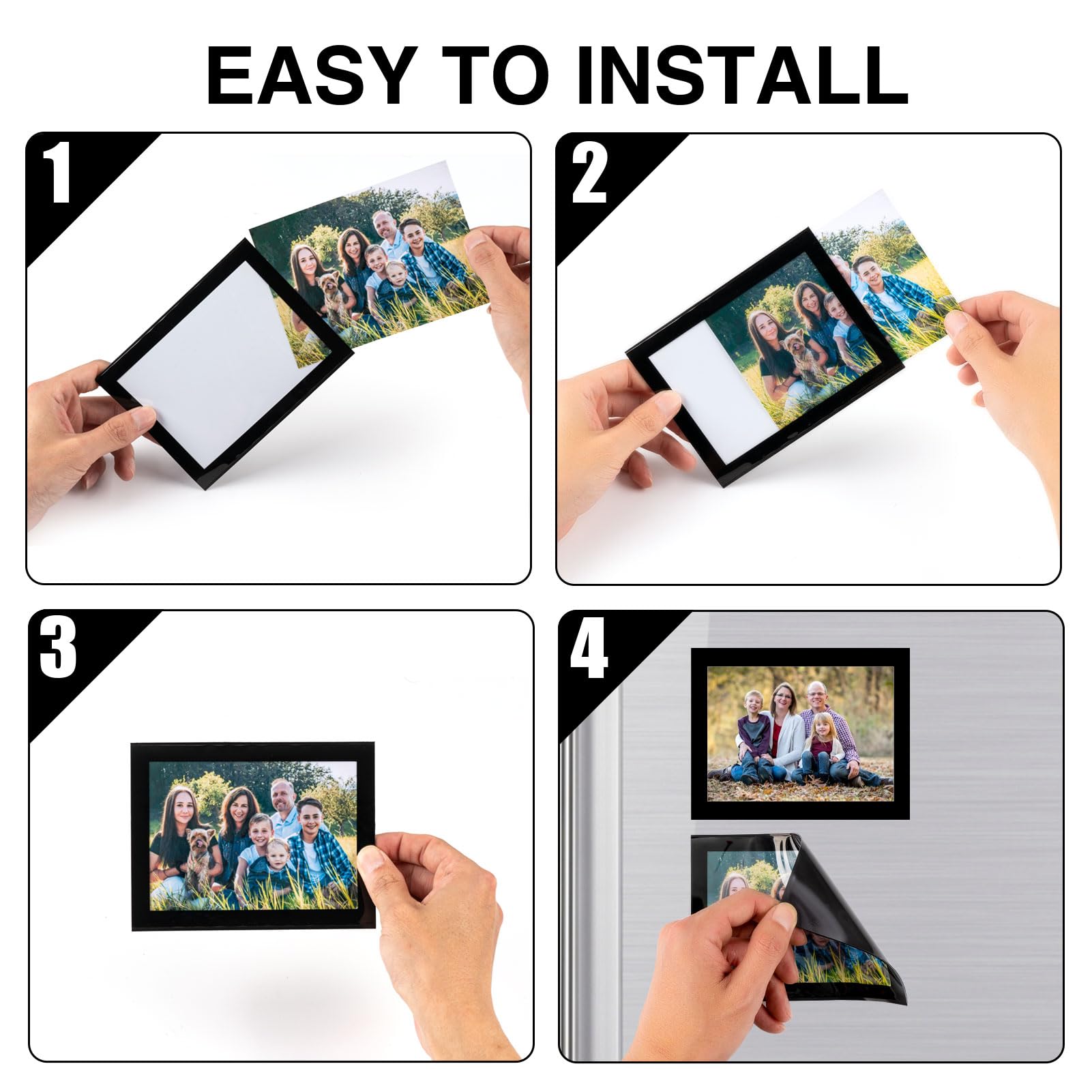 STTMGN Magnetic Picture Frames with Black Border(2.5"X3.5",12 Pack),Mini Wallet Size Magnet Photo Sleeves Pockets/Holder,Decorations for Home/Office/School/Classroom/Party