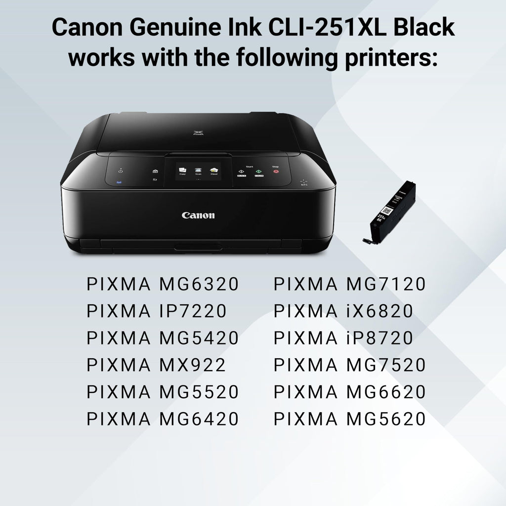 Canon CLI-251XL Genuine Black Ink Tank, Compatible with MG6320, IP7220 & MG5420, MX922, MG5520, MG6420, MG7120, iX6820, iP8720, MG7520, MG6620, and MG5620 Printers