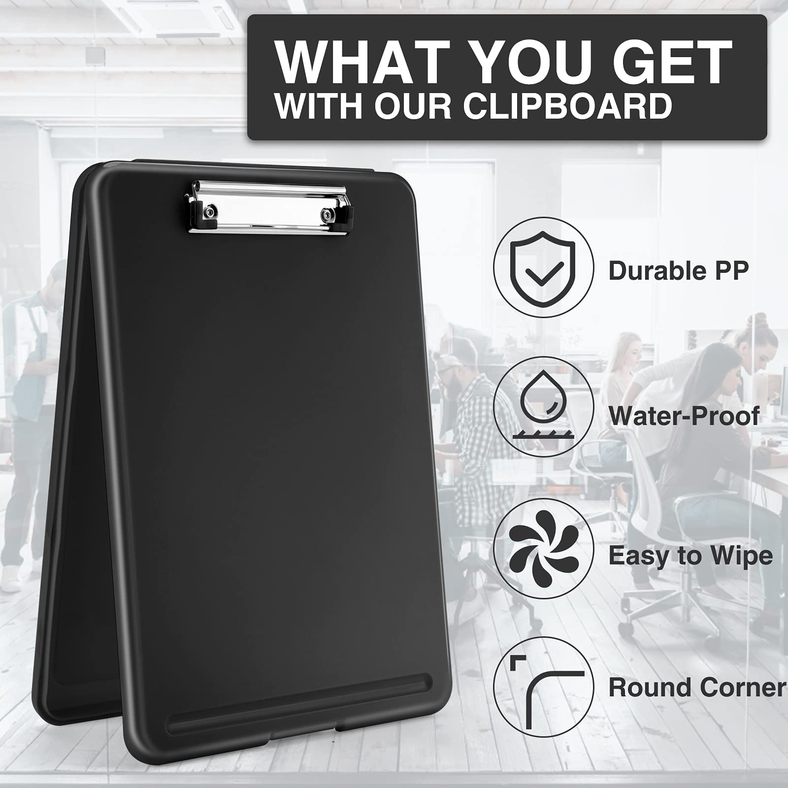 Sooez Clipboard with Storage, Plastic Storage Clipboards with Low Profile Clip, Nursing Clip Boards Foldable, Hanging Clipboard Case for Work, Teacher, Classroom Must Haves, Office School Supplies