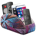 YAPISHI All-in-One Leather Brown TV Remote Holder with 5 Compartments Nightstand Desktop Media Player Remote Caddy Storage Box Organizer Tray for Mobile Office Phone Controller