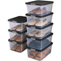 HOMZ 4-Pack Secure Latch, Clear Plastic Storage Organizer Bins, 15 Quart, Gray Lid - Stackable Container Boxes for Bedroom, Bathroom, Garage, and Office Organization