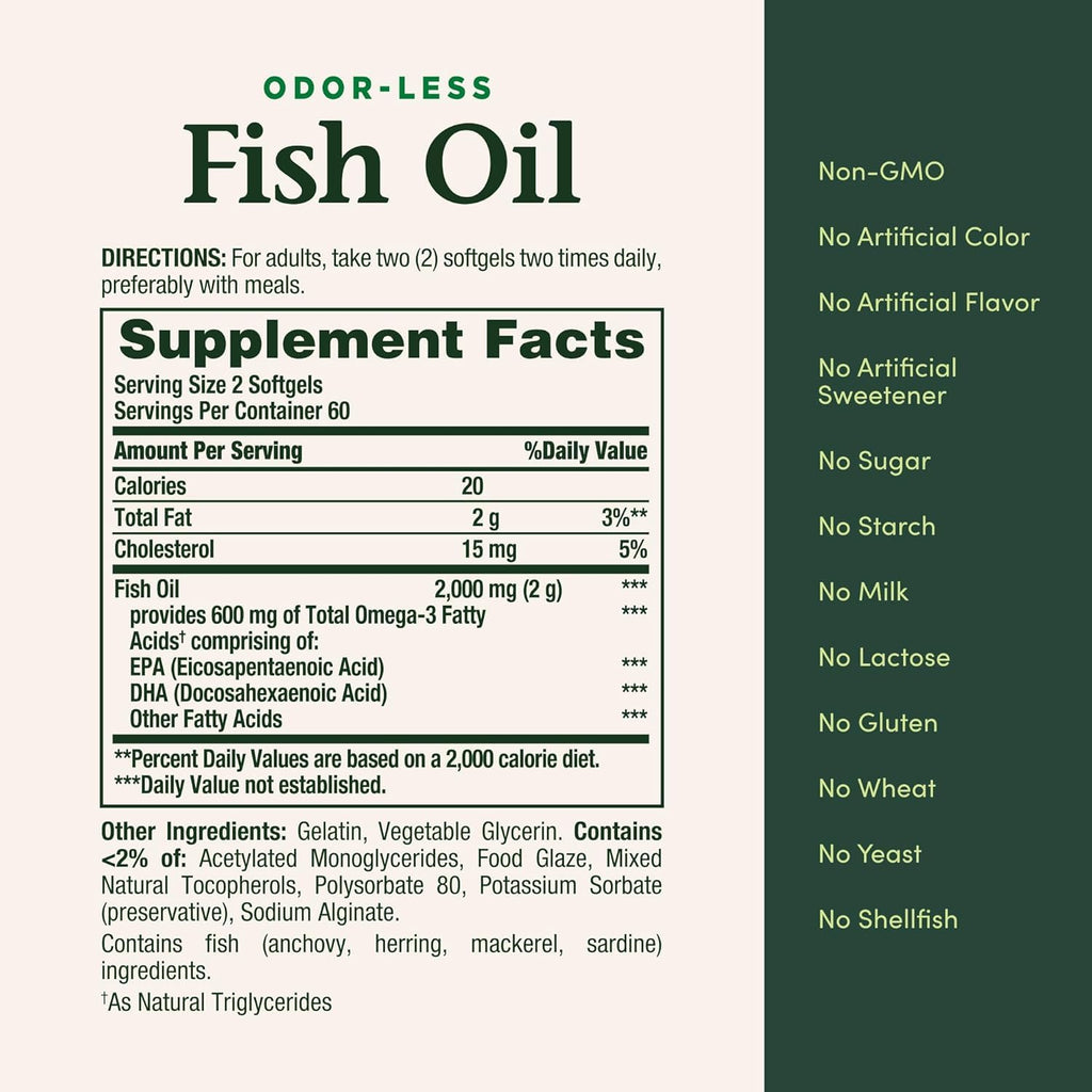 Nature's Bounty Fish Oil 1000 mg Coated Softgels, 220 Count