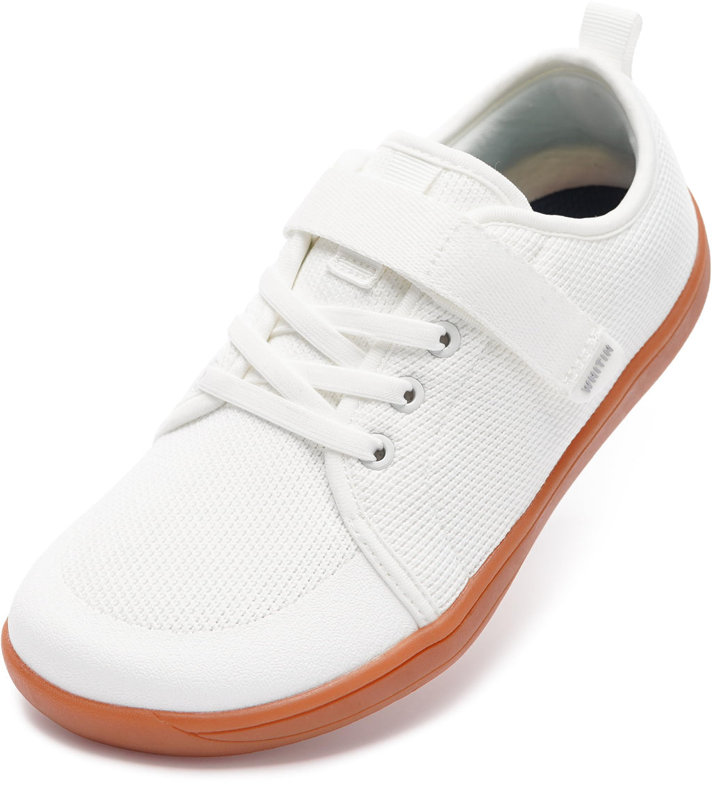 WHITIN Little/Big Kid Barefoot Shoes | Boys/Girls Lace-up Minimalist Sneakers | Wide Toe Box | Natural Flexible Fit