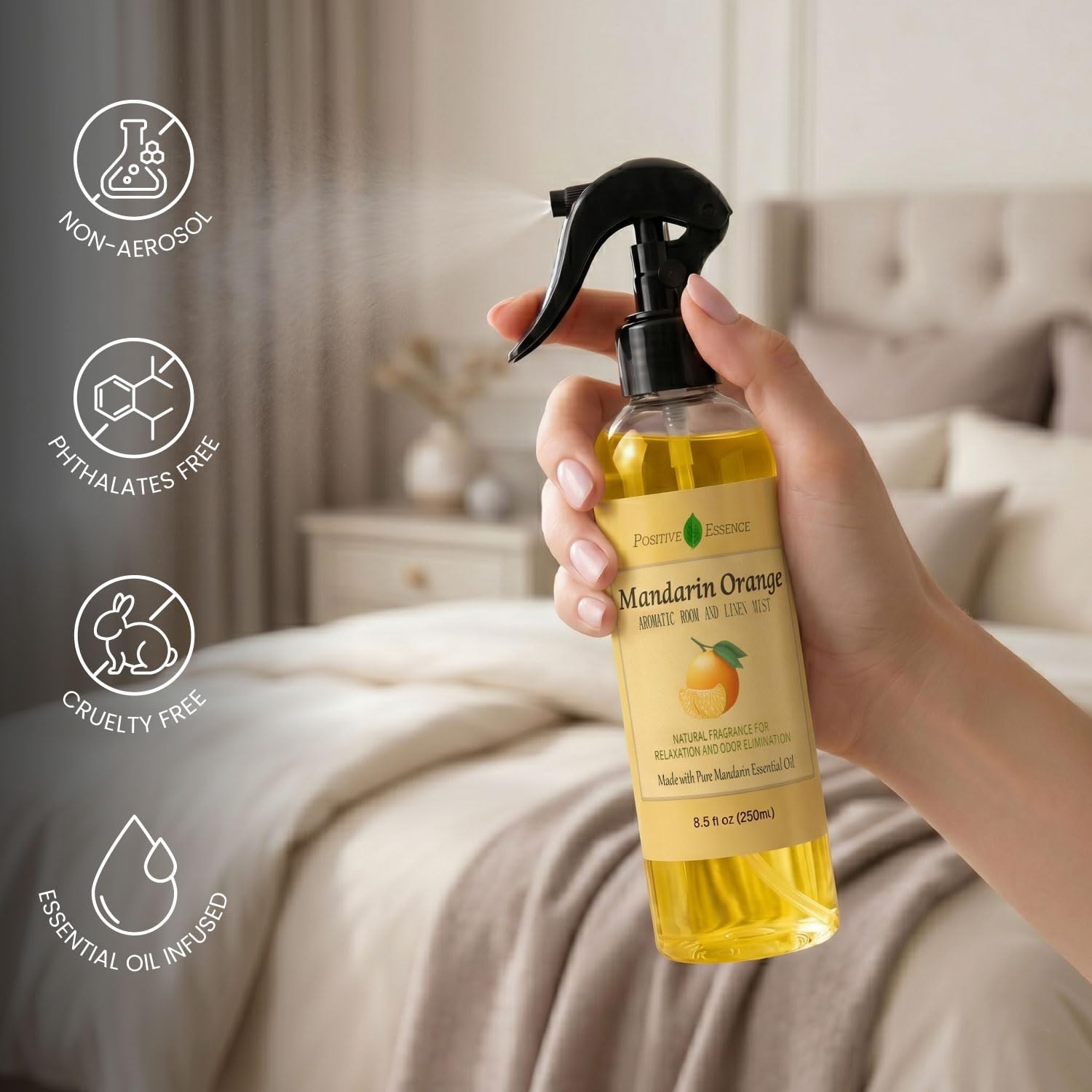 Linen and Room Spray Gift Set, (Lavender, Lemongrass, Rose, & Peppermint), Natural Air Freshener Made with Pure Essential Oils & Minimal Ingredients, Perfect Bathroom Spray or Room Mist, 4-Pack