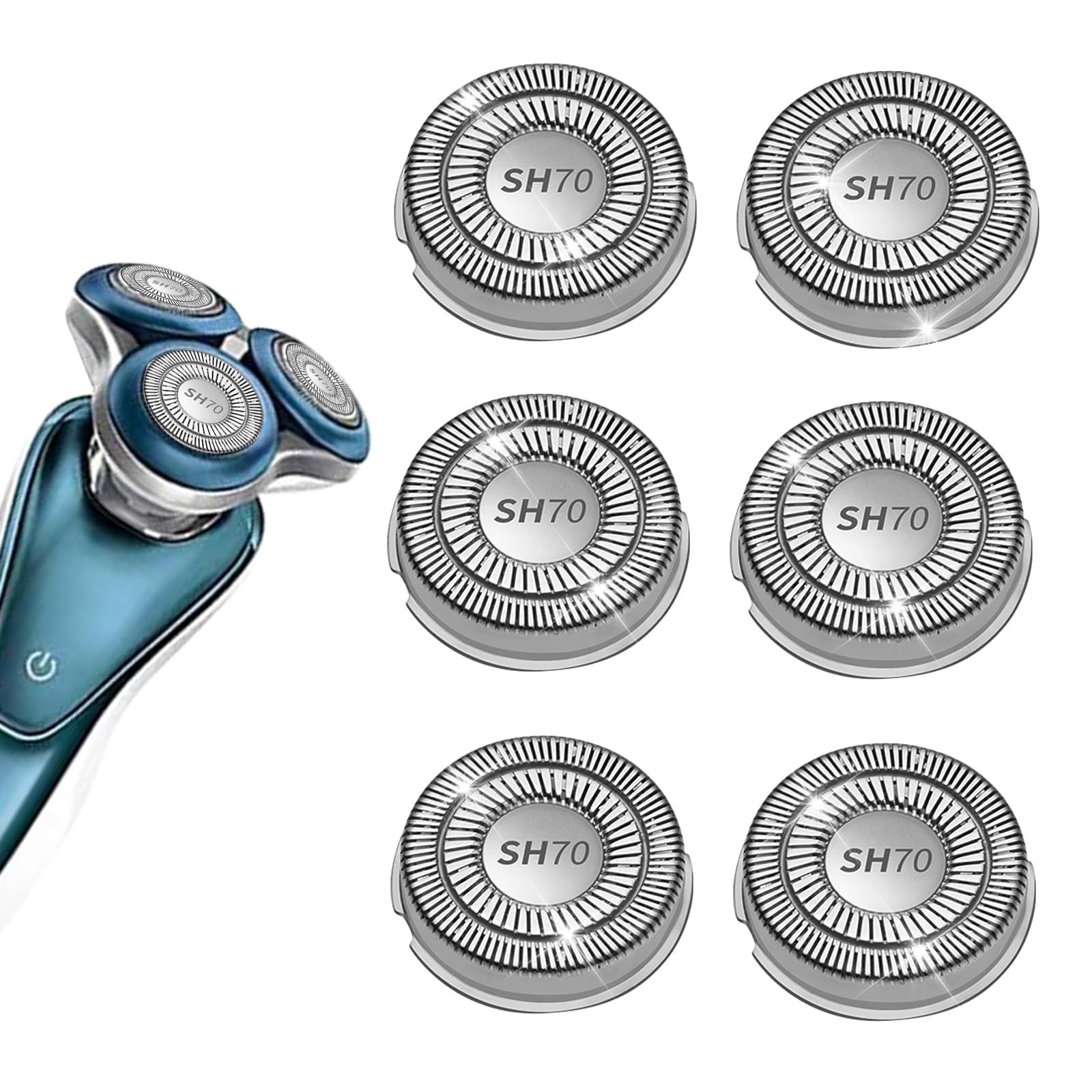 6 Pack SH30 Replacement Head Compatible with Philips Norelco Series 3000/2000/1000,New Upgraded SH30 Replacement Double Blades for norelco 1000 Replacement Heads