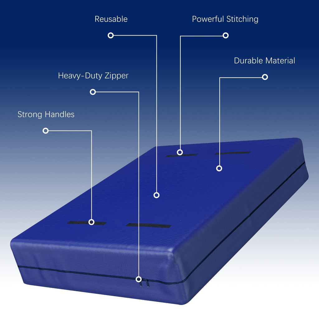 Cosy Family Mattress Bags for Moving with 8 Handles - 170GSM Extra-Thick Mattress Bag for Moving Supplies - Reusable Mattress Cover Protector Storage with Zipper - Queen Size - Blue (Pack of 2)