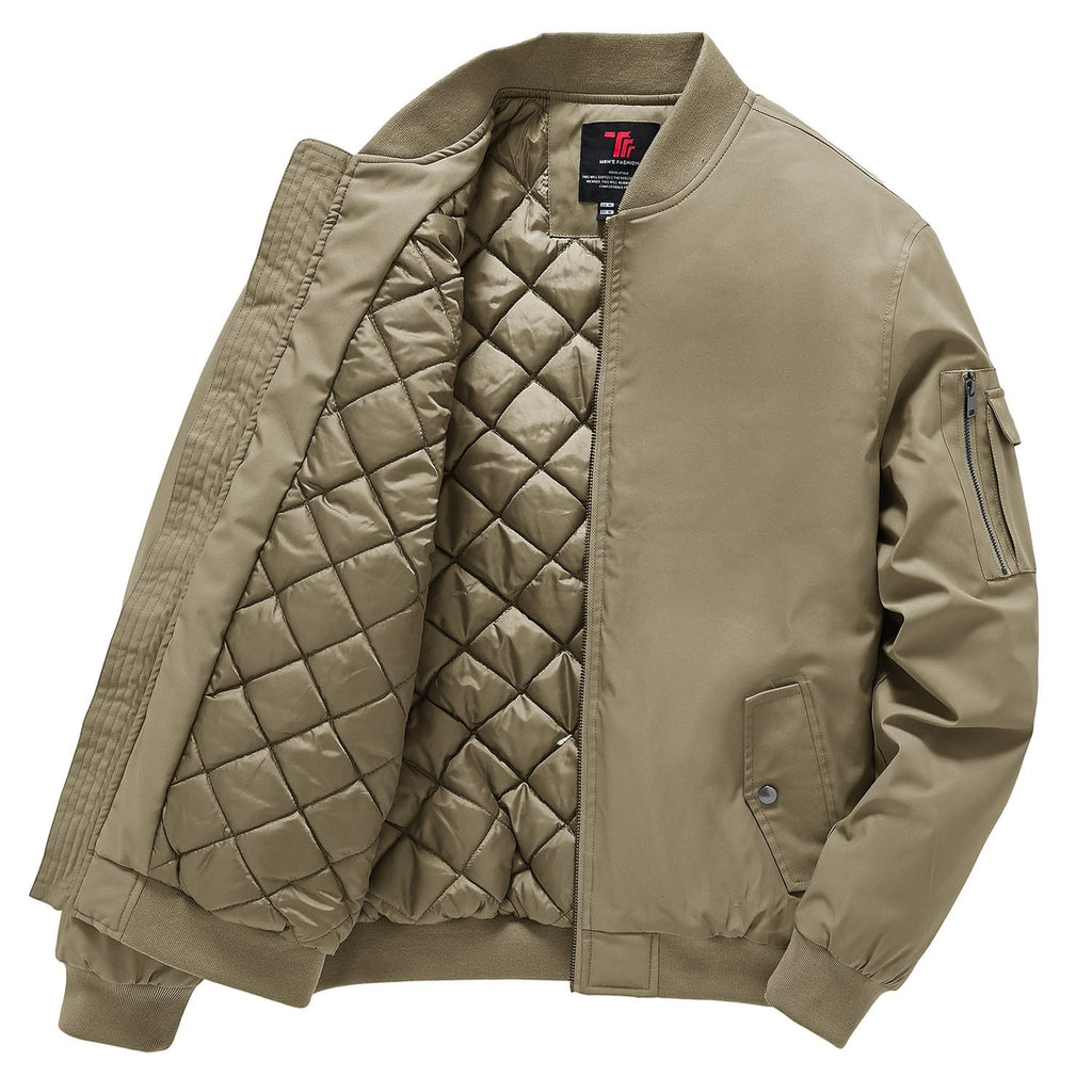 Gopune Men's Windproof Bomber Jacket Warm Water Resistant Windbreaker Winter Outwear Quilted Jackets Coats