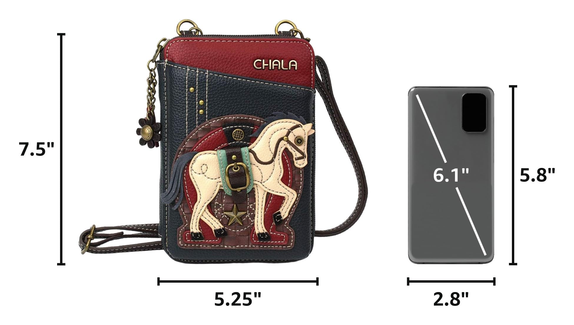 CHALA Wallet Crossbody Cell Phone Purse - Women Faux Leather Multicolor Handbag with Adjustable Strap
