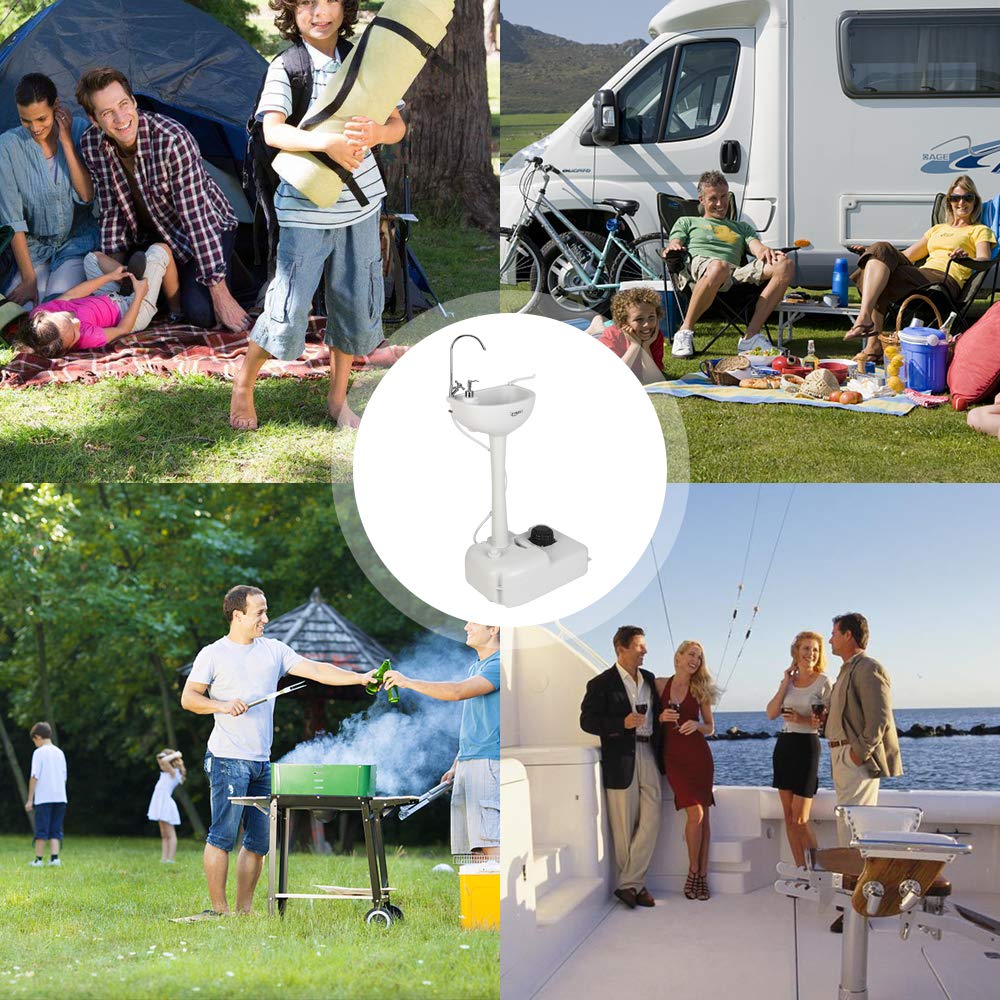 VINGLI Upgraded Portable Sink| Rolling Hand Wash Basin Stand with Towel Holder & Soap Dispenser & Wheels, Perfect for Garden/Camping/Outdoor Events/Gatherings/Worksite/RV/Indoor