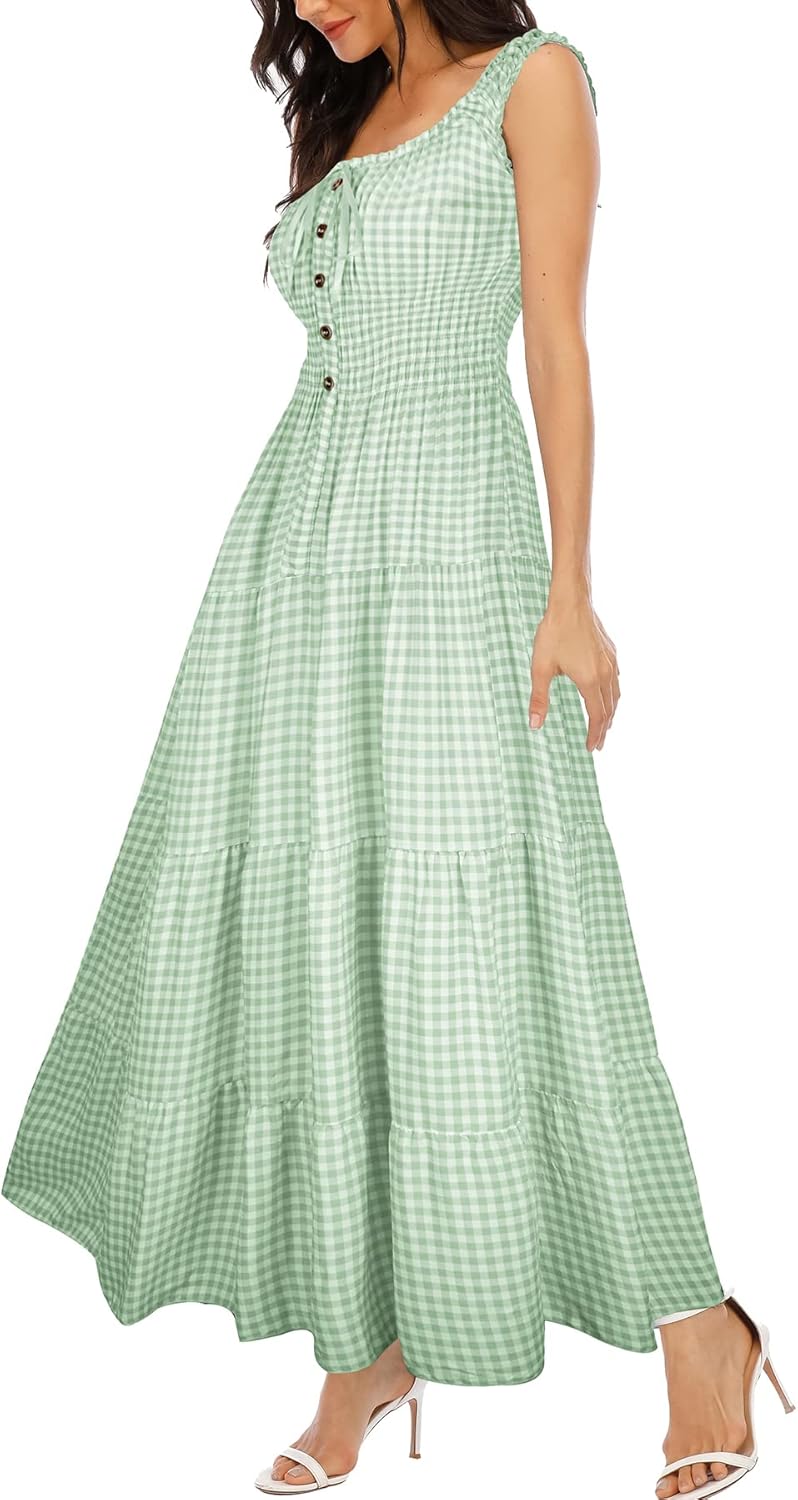 OSTOO Women's 2026 Summer Boho Floral Print Tiered Casual Flowy Long Maxi Dress
