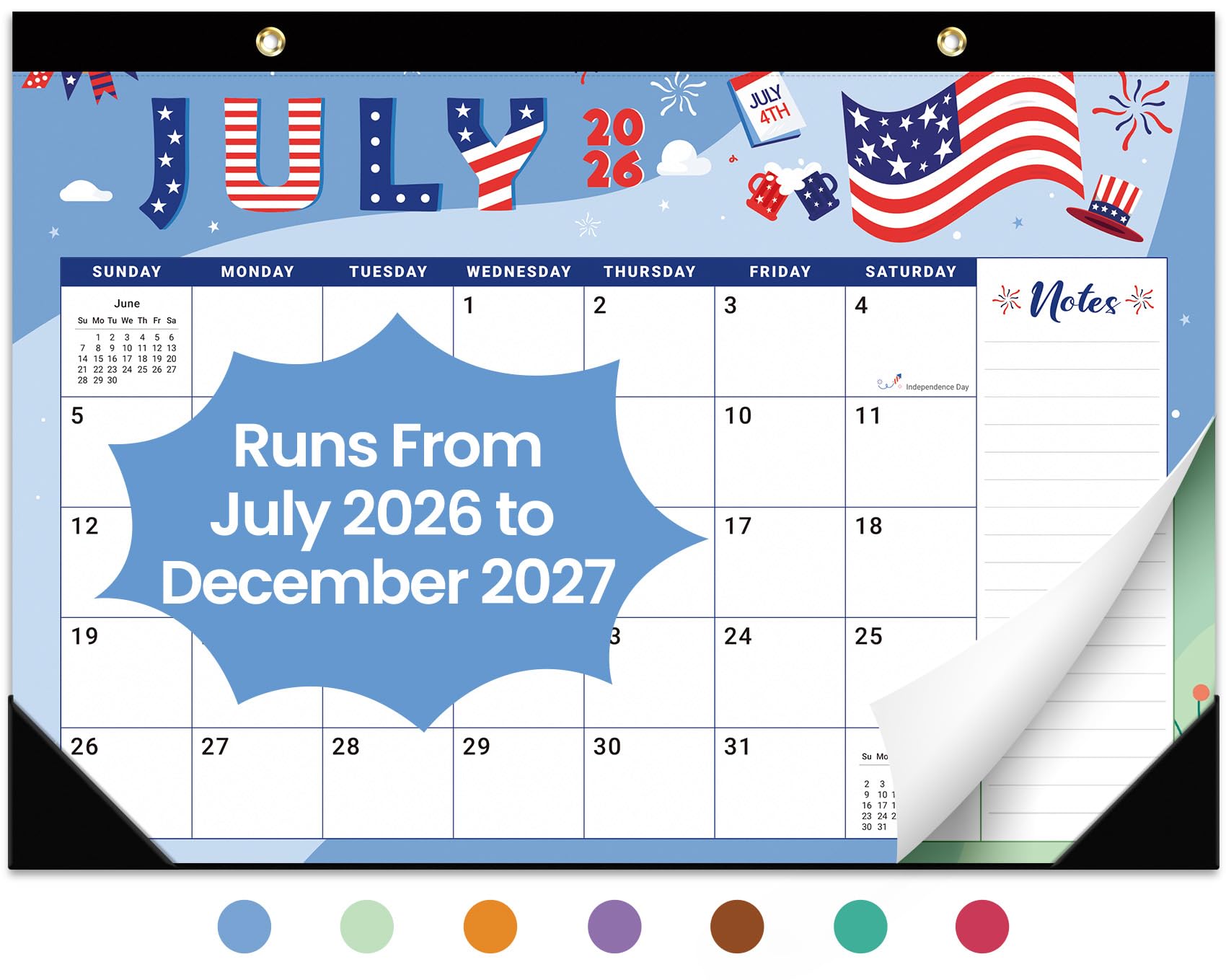 Desk Calendar 2026-2027, 21-Month Calendar Runs Until June 2027, Large 17" x 12" Monthly Desktop & Wall Calendar for Home & Office - Floral