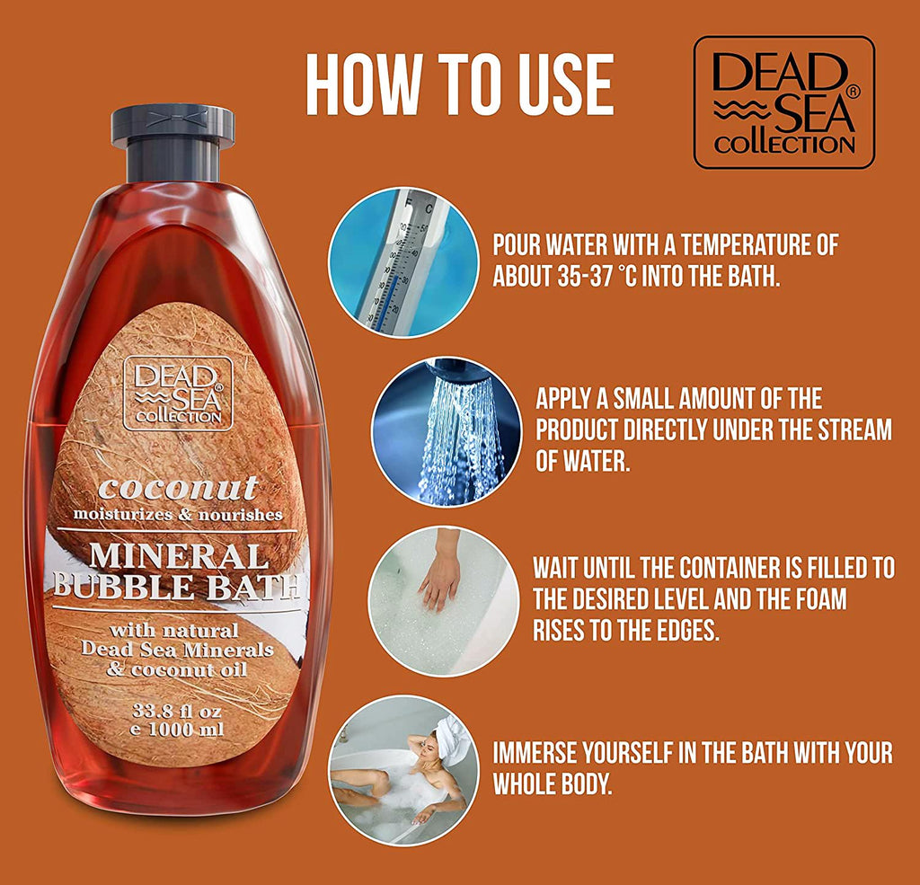 Dead Sea Collection Bubble Bath with Almond Vanilla for Women and Men - Sweet Almond Oil and Dead Sea Salt - Nourishing and Moisturizing Skin - Pack of 2 (67.6 fl.oz)