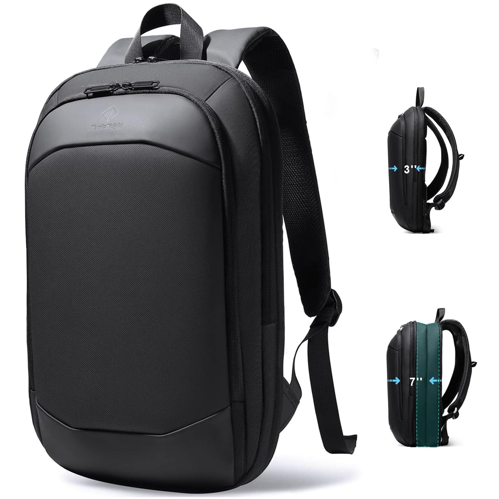hk Business Backpack for Men 15.6 Inch,Slim & Expandable Waterproof Travel Laptop Backpack, Anti-Theft Lightweight Work Computer Bag, College Laptop Backpacks Gifts for Men Women-Black