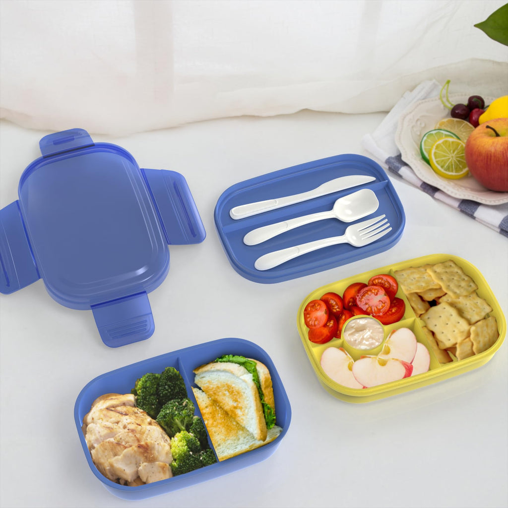 JBGOYON® Bento Lunch Box Set - 3 Stackable Containers for Adults and Kids- Includes Lunch Bag, Leak-Proof and BPA-Free - Built-in Utensil Set and Snack Bag - Dishwasher Safe(Grey Black)