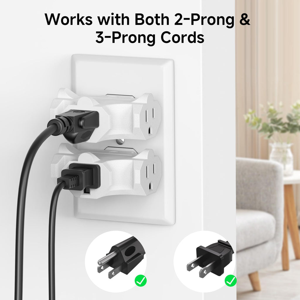 [ETL Listed] Cable Matters 3-Pack 3 Way Plug Adapter 15A 1875W, 3 Prong 3 Outlet Adapter, Power Splitter Plug Outlet, 3 Way Electrical Splitter, Black