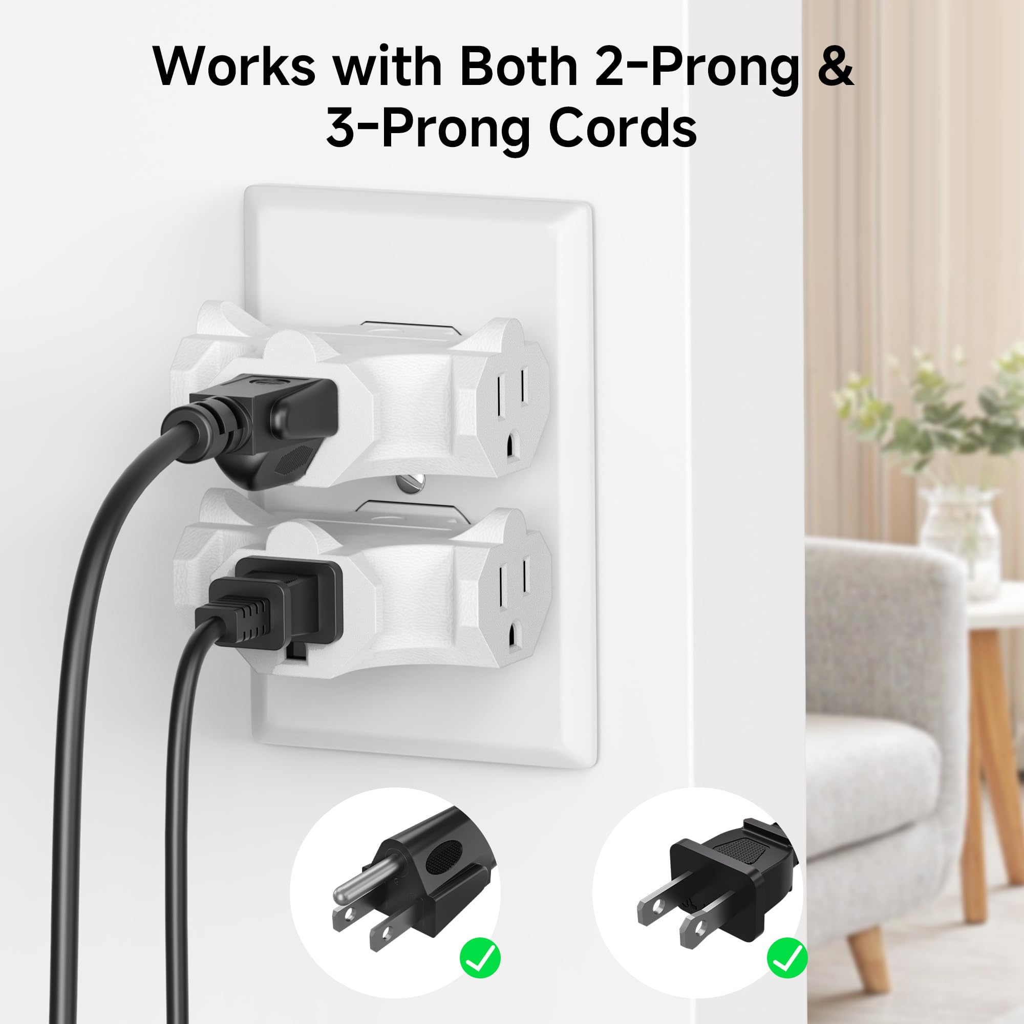 [ETL Listed] Cable Matters 3-Pack 3 Way Plug Adapter 15A 1875W, 3 Prong 3 Outlet Adapter, Power Splitter Plug Outlet, 3 Way Electrical Splitter, Black