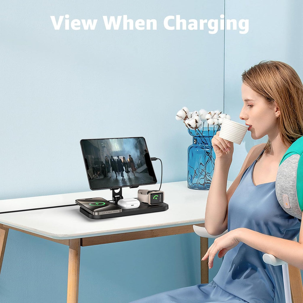 Wireless Charger 4 in 1 for Apple Charging Station for iPhone 17 Pro Max/16/15 Series, AirPods Pro 2, iPad Stand, Watch Charger for iWatch Series 10/9/8, Wireless Charging Station for Multiple Devices