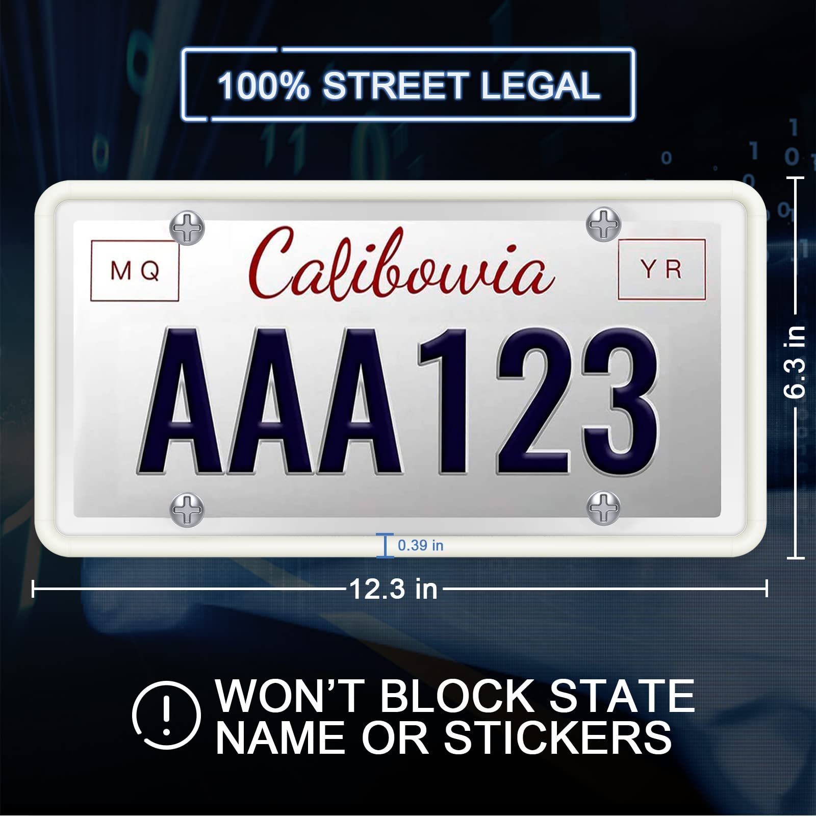 QiqaMole 2 Pack License Plate Frame Include 1 Silicone License Plate Frame and 1 Crystal License Plate Cover with Rhinestone Crystal Diamond Screw Set Car Bling License Plate Frame (Black + AB Color)