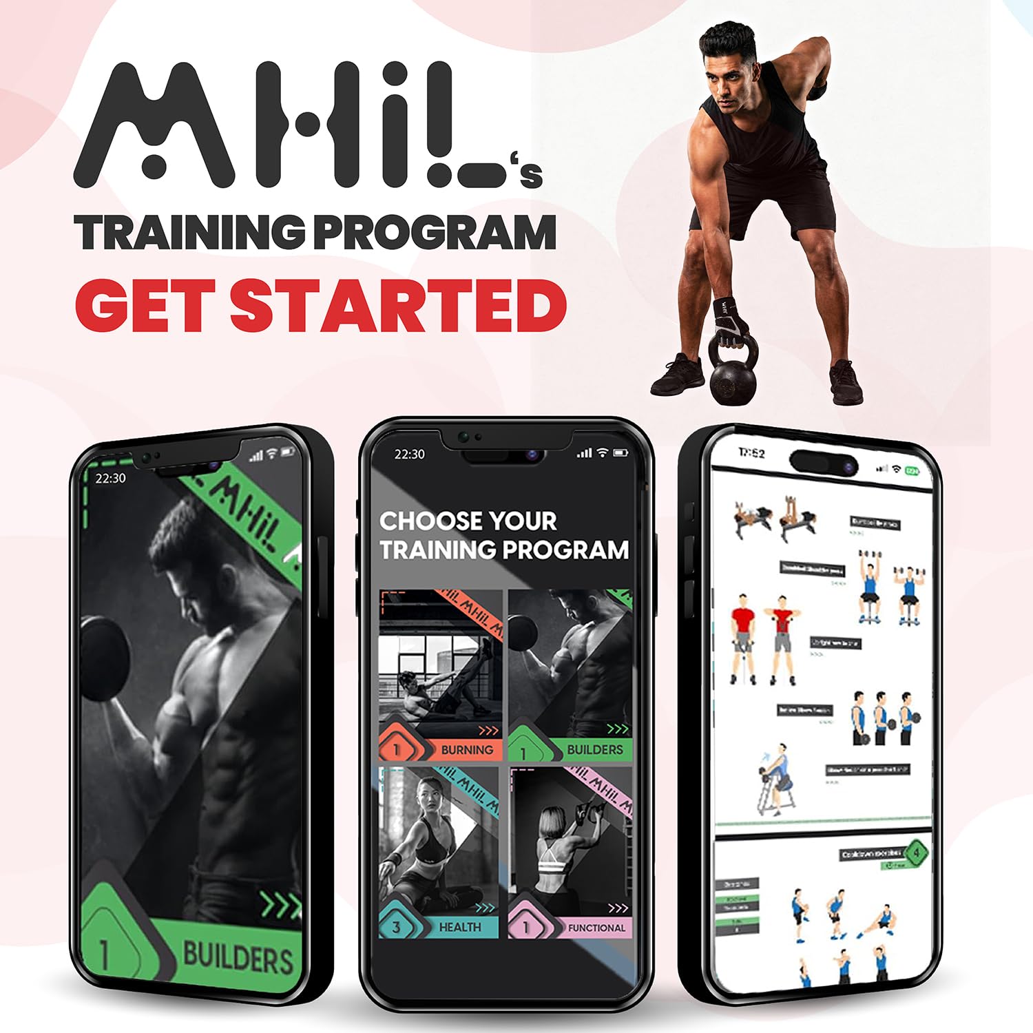 MhIL Workout Gloves for Men – Comfortable Gym Gloves for Men with Enhanced Grip for Safety and Hand Protection – Weight Lifting Protection with Wrist Wraps Support for Performance Boost and Style